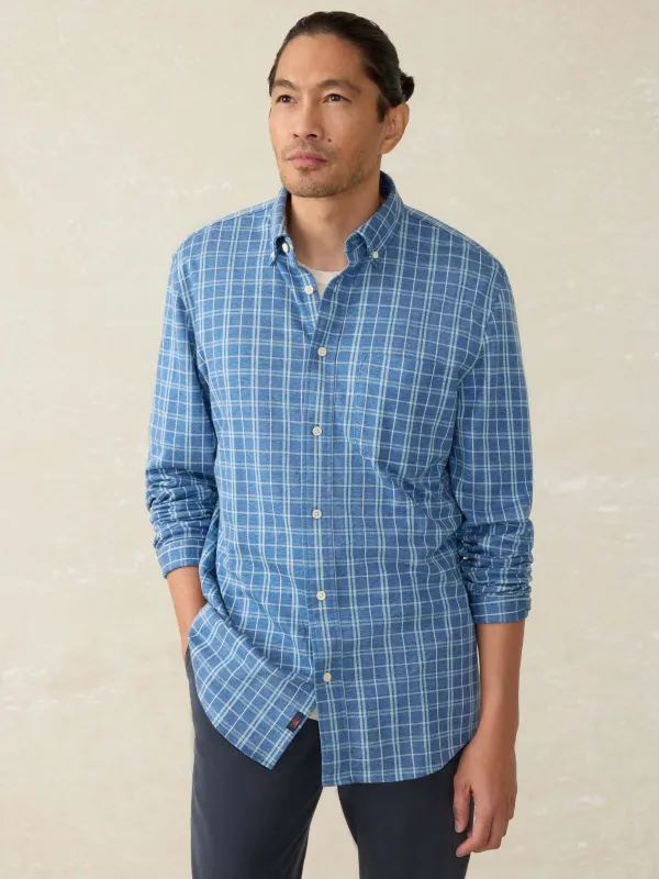Coastline Knit Shirt - Ocean Sky Plaid sold by Faherty