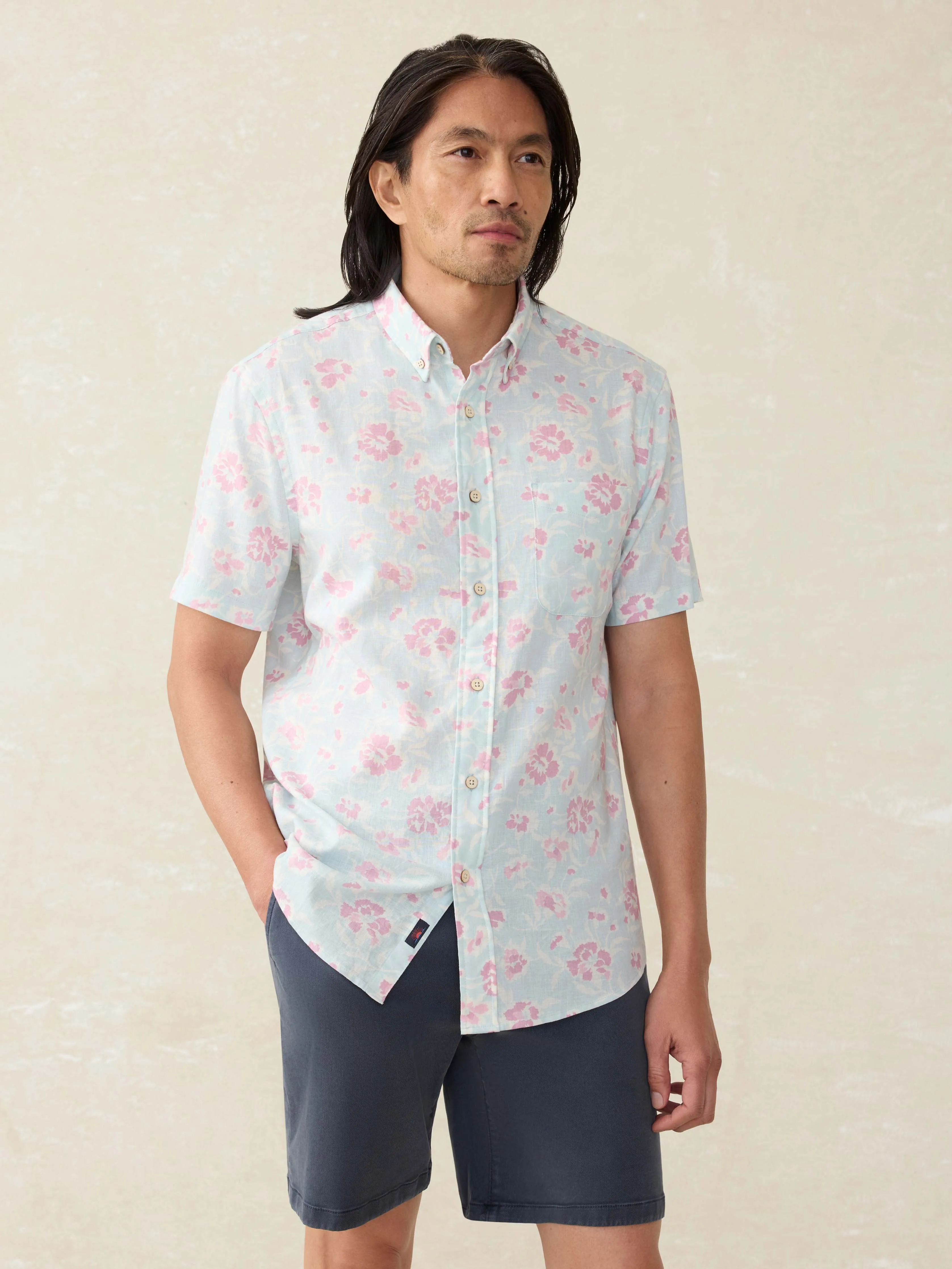 Short- Sleeve Breeze Shirt - Clear Waters Blossom sold by Faherty