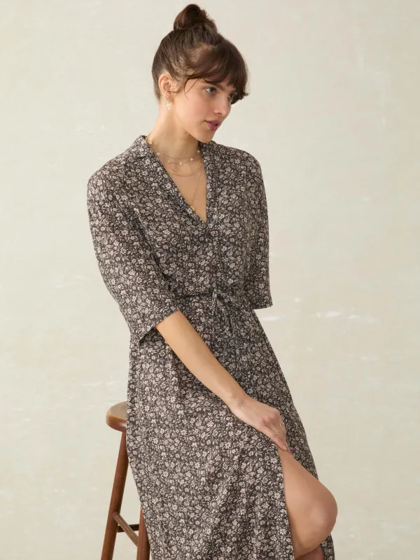 Island Dress - Charcoal Woodstock Floral sold by Faherty
