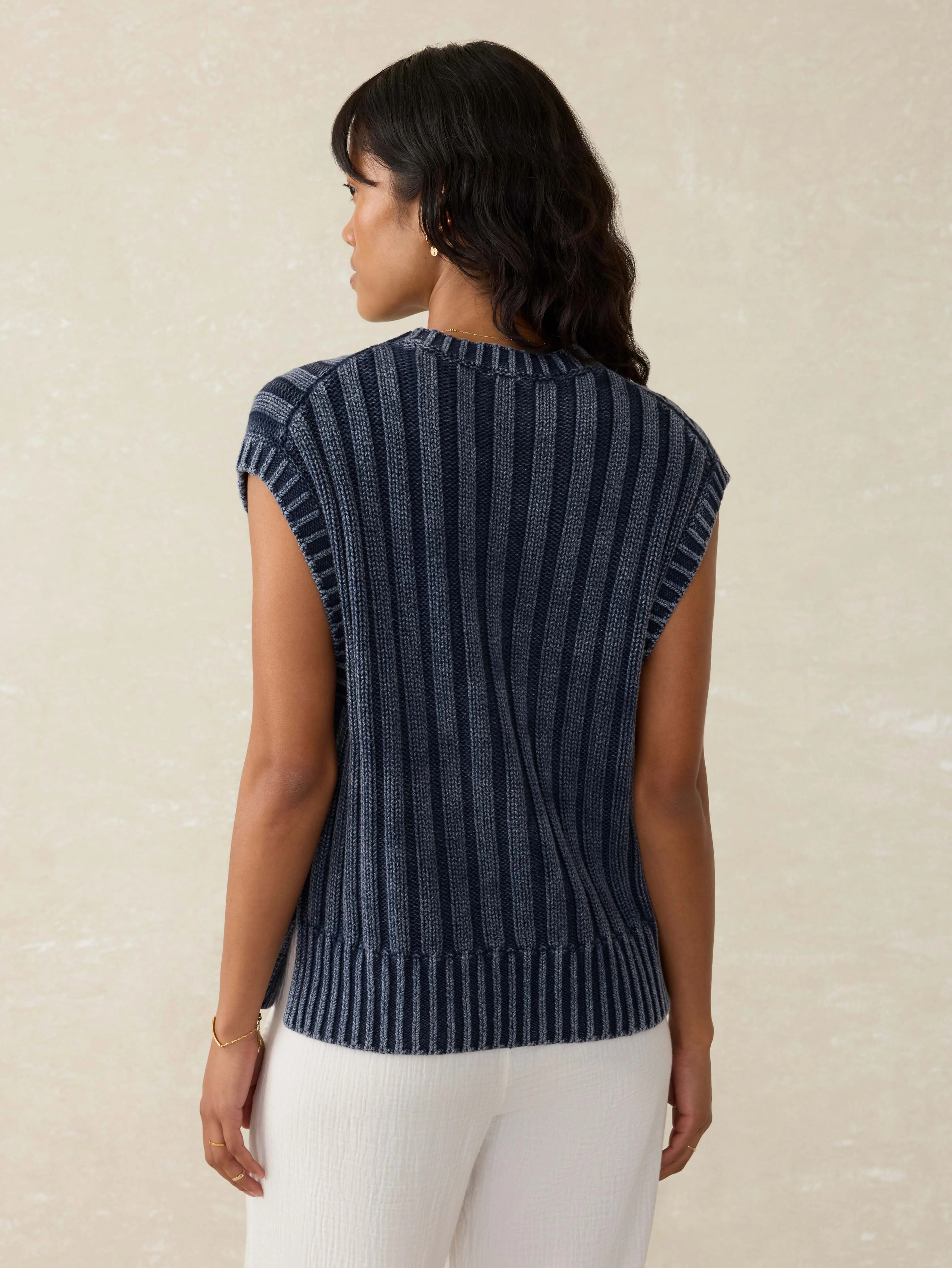 Sunwashed Sweater Vest - Navy Blazer sold by Faherty