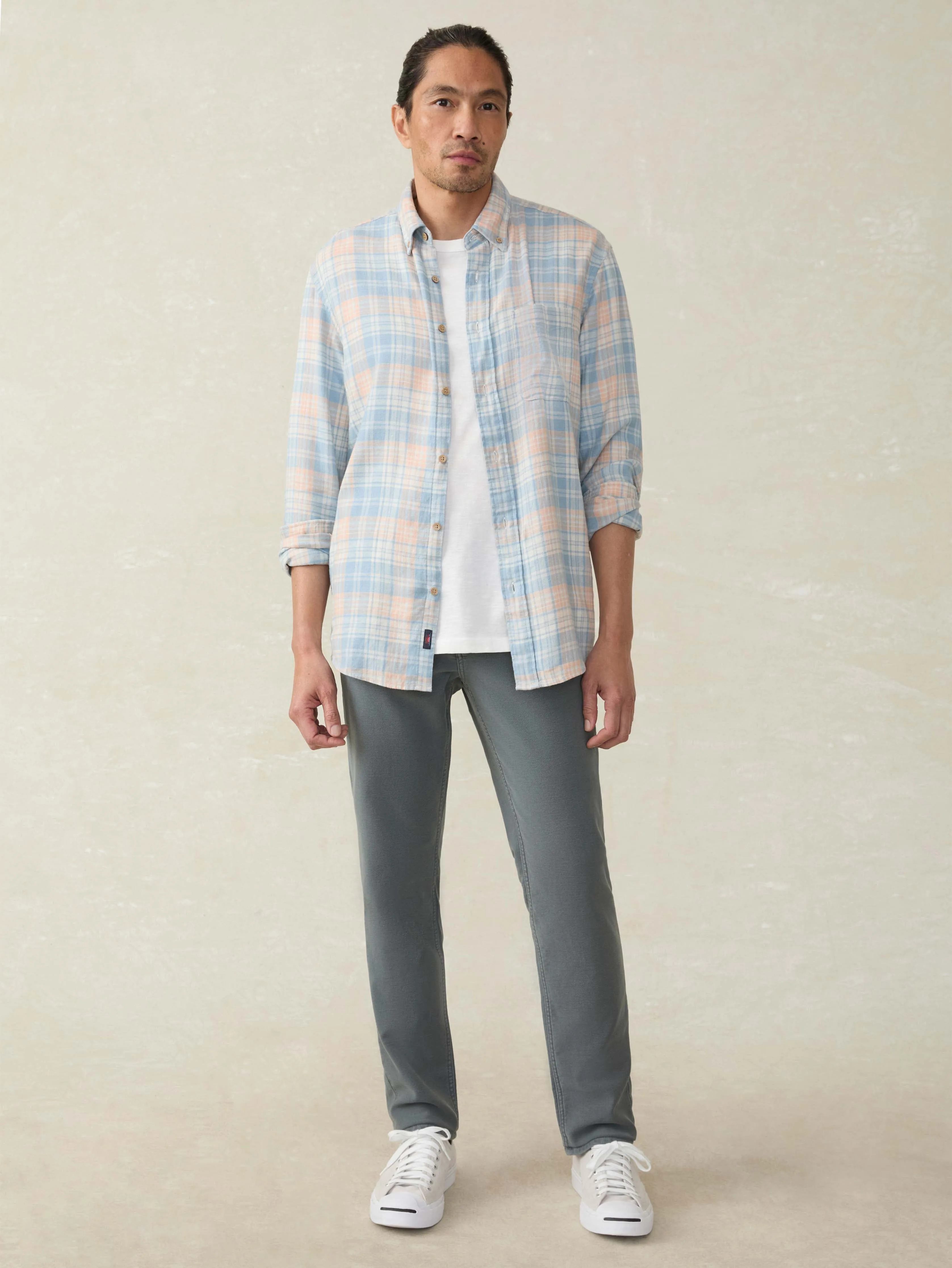 Long-Sleeve Breeze Shirt - Coral River Plaid sold by Faherty product image thumbnail 5