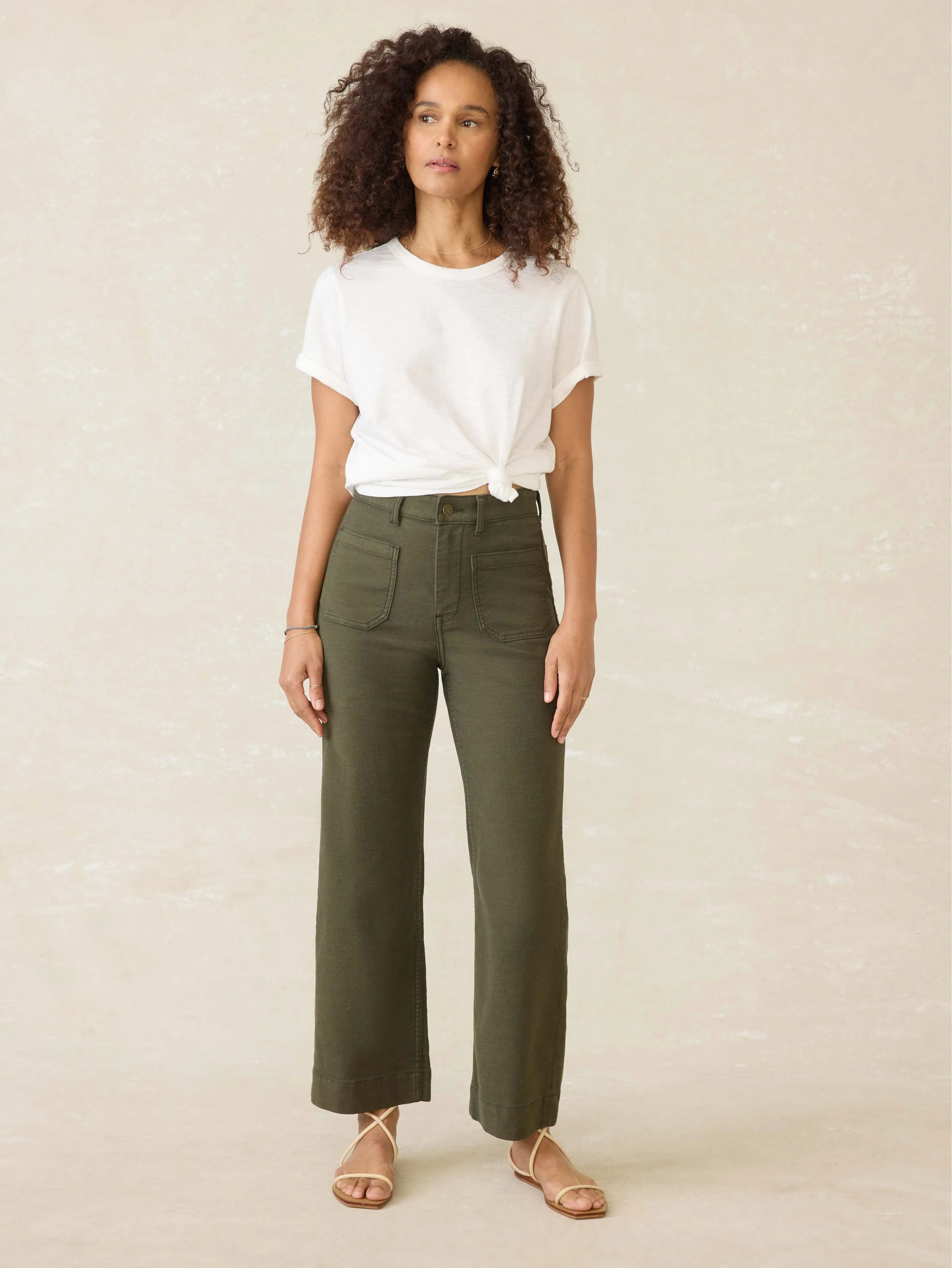 Stretch Terry Patch Pocket Ankle Pant - Forest Olive sold by Faherty product image thumbnail 3
