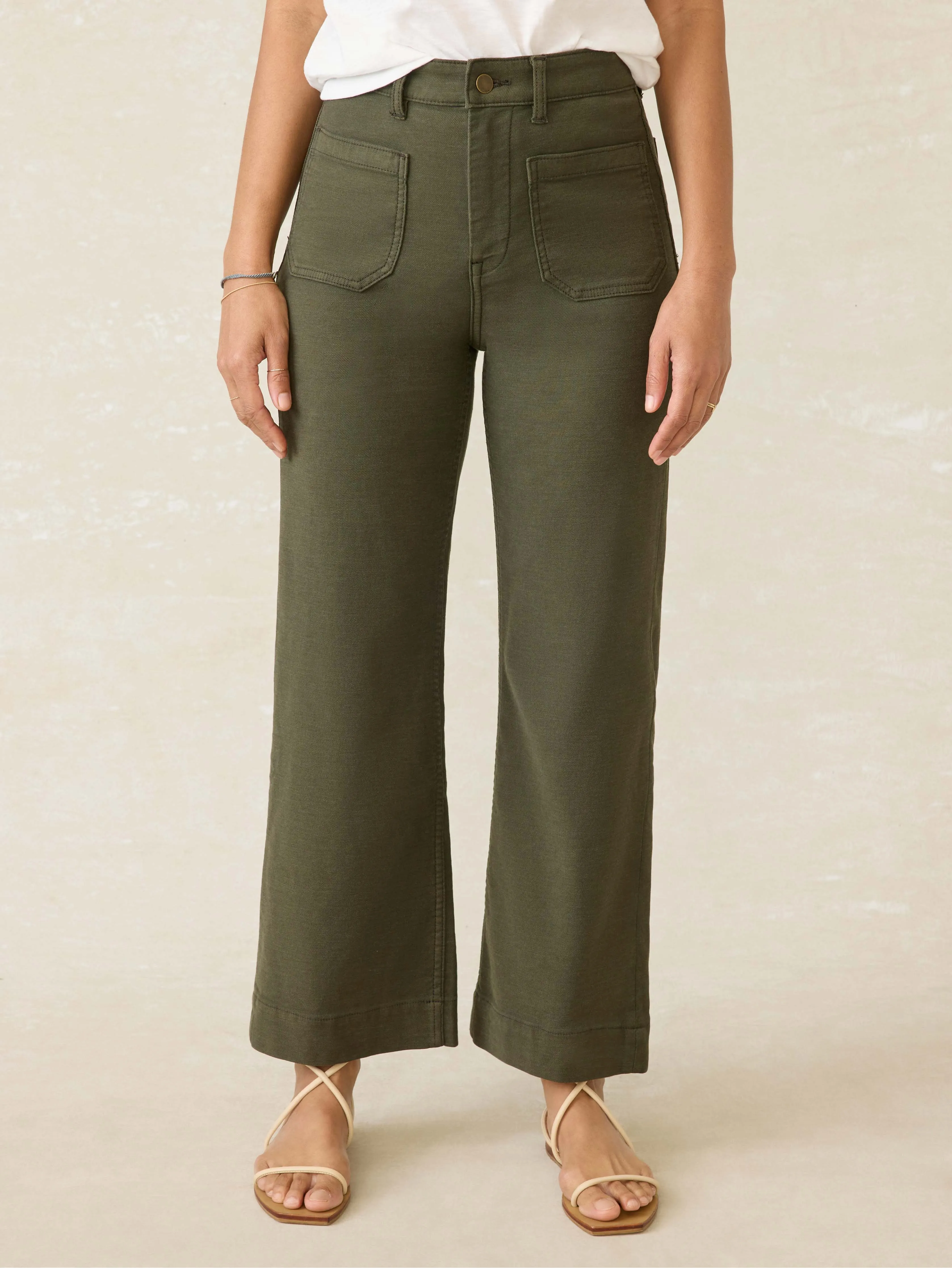 Stretch Terry Patch Pocket Ankle Pant - Forest Olive sold by Faherty