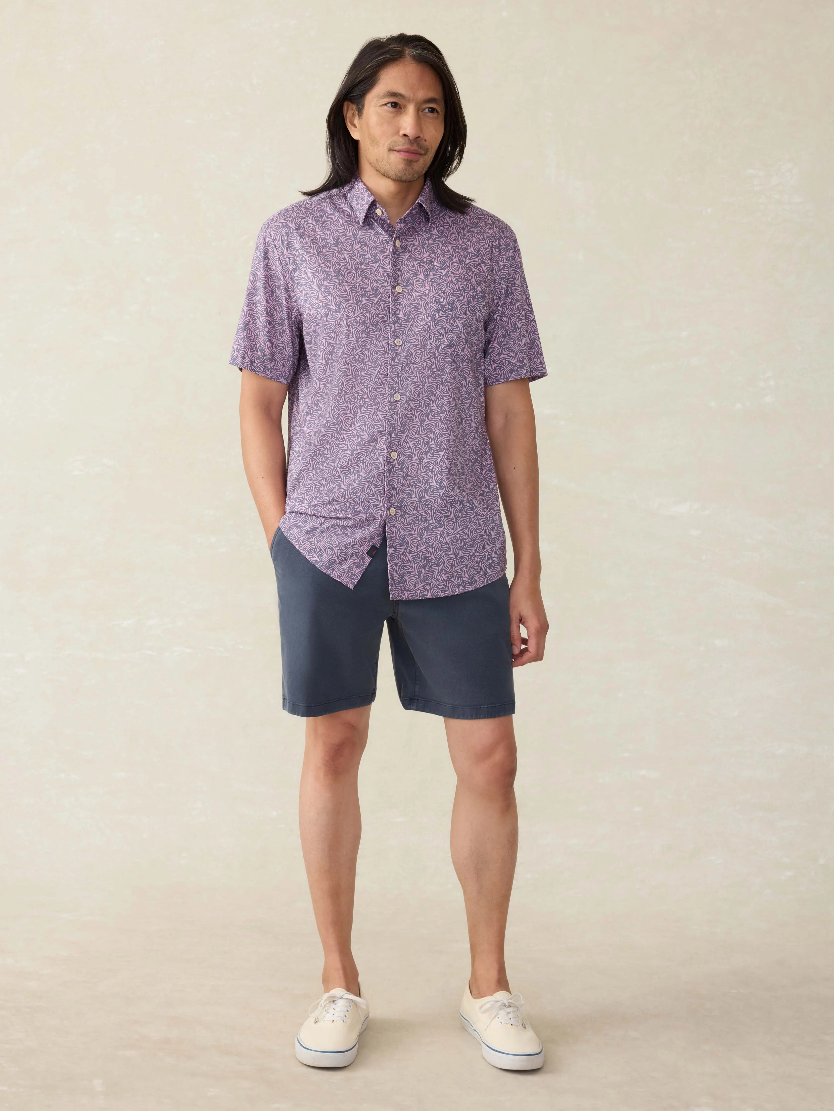 Short-Sleeve Movement™ Monterey Shirt - Lavender Sky Canopy sold by Faherty product image thumbnail 5