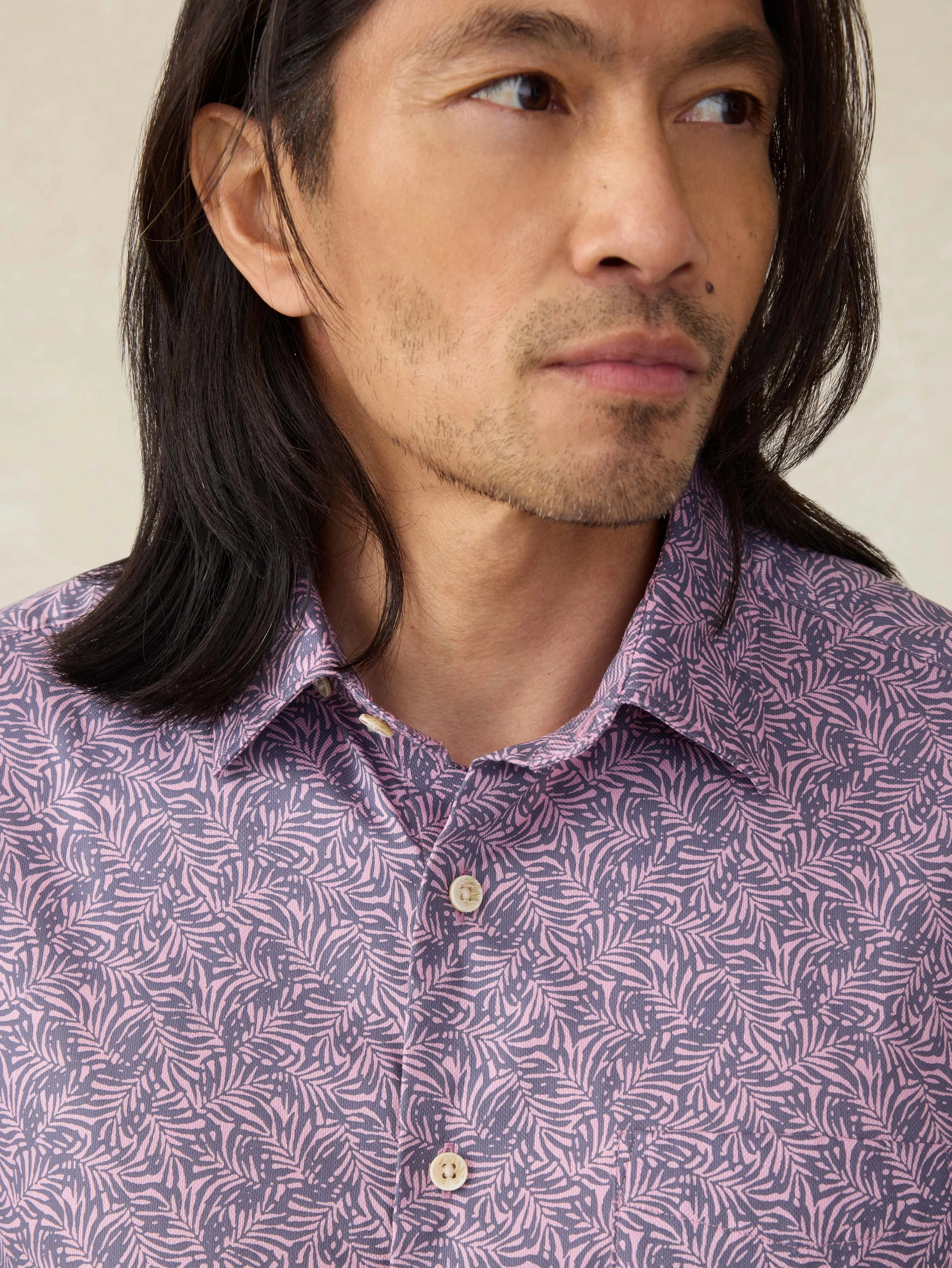 Short-Sleeve Movement™ Monterey Shirt - Lavender Sky Canopy sold by Faherty product image thumbnail 2