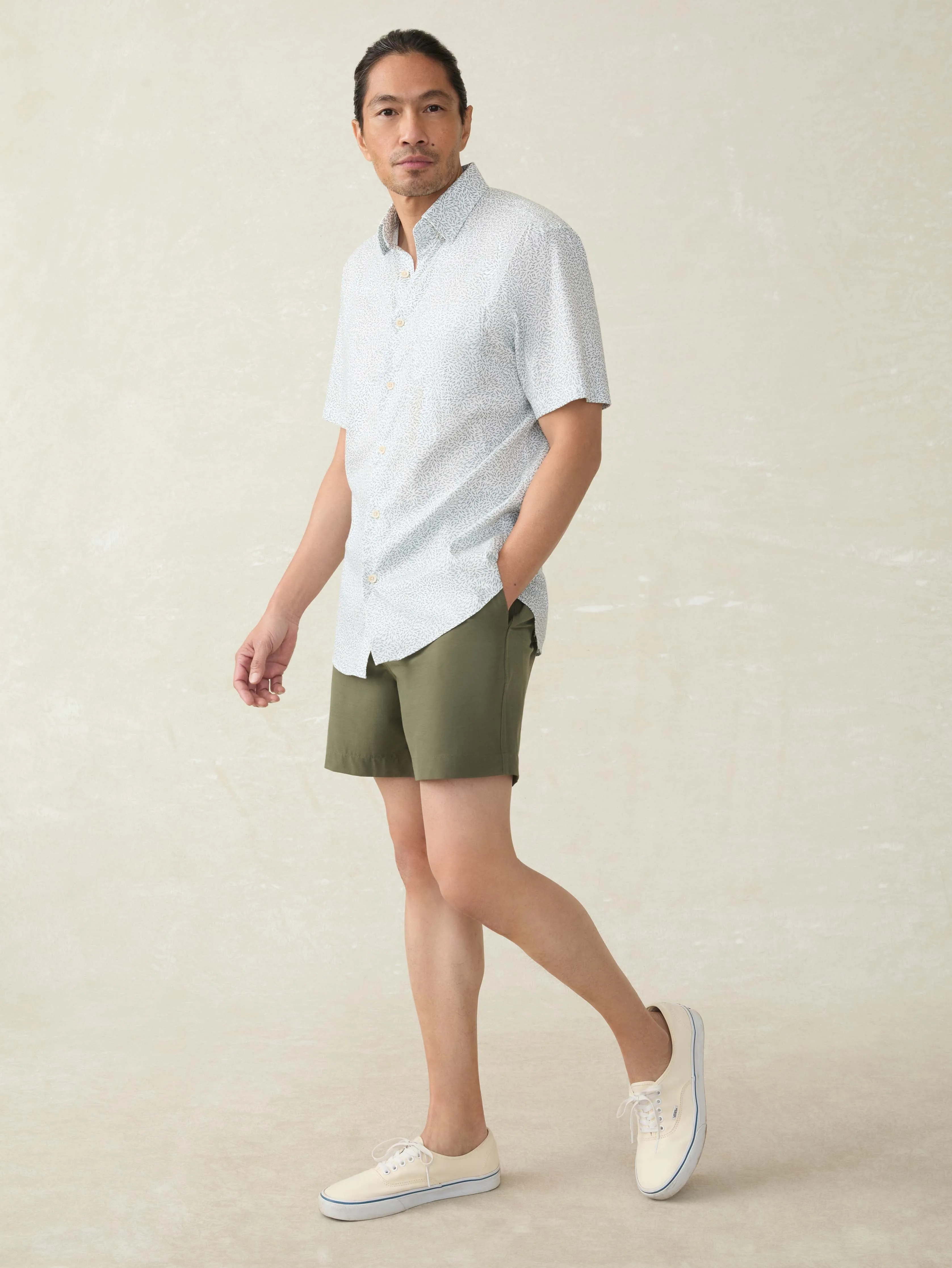 Short-Sleeve Movement Monterey Shirt - Sage Grove Foliage sold by Faherty product image thumbnail 5