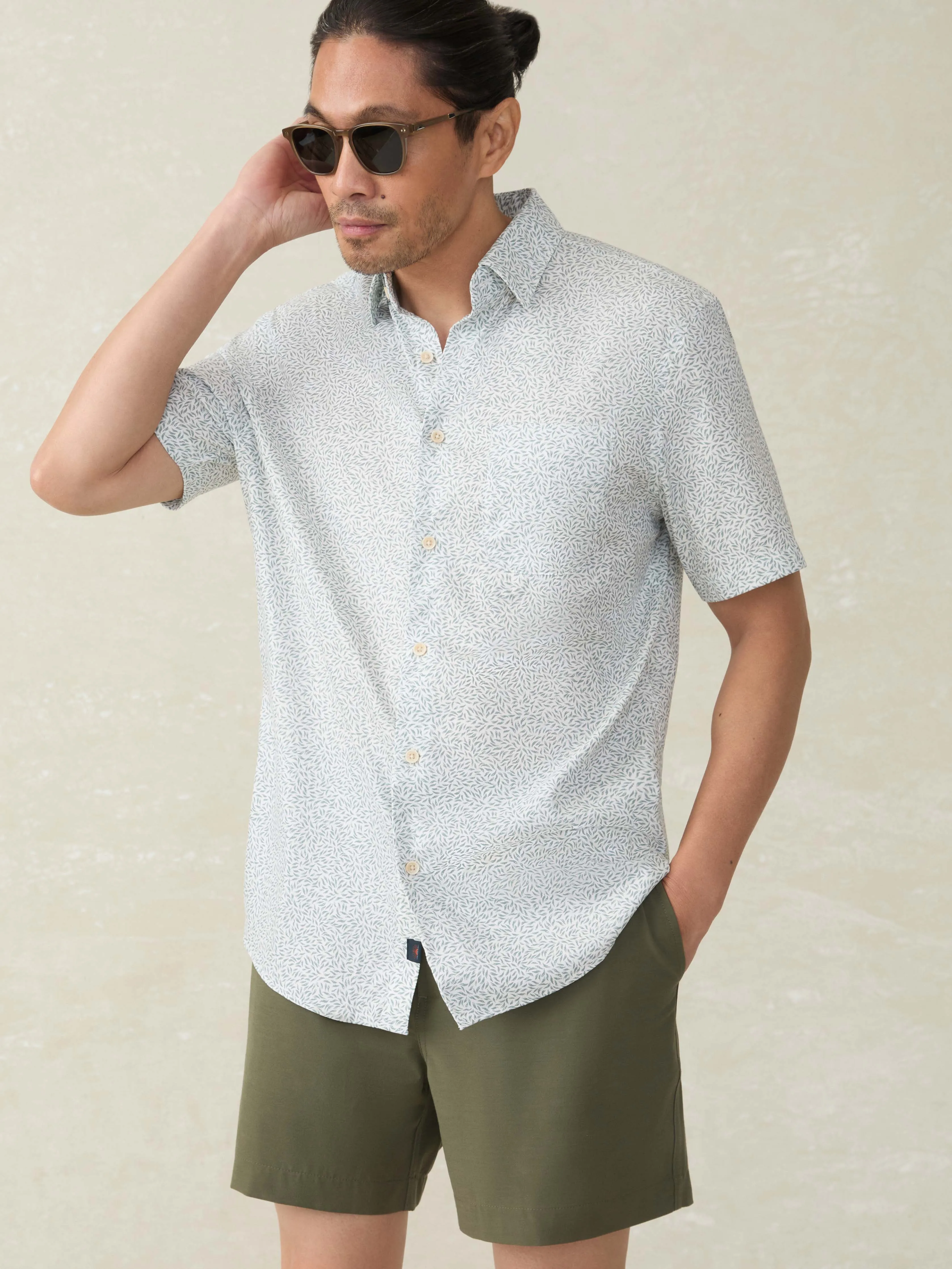 Short-Sleeve Movement Monterey Shirt - Sage Grove Foliage sold by Faherty product image thumbnail 4