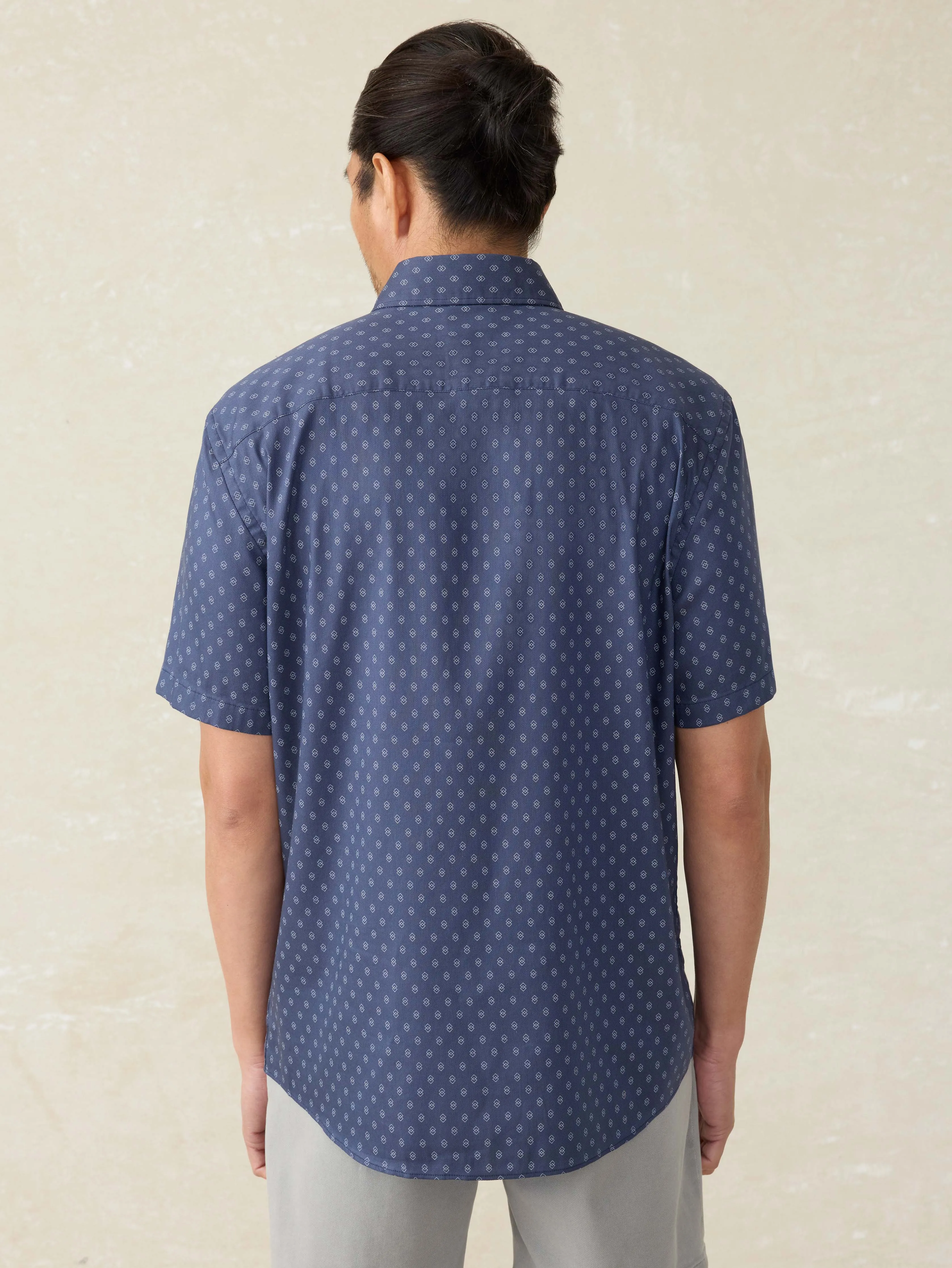 Short-Sleeve Movement™ Monterey Shirt - Navy Dusk Diamond sold by Faherty product image thumbnail 3