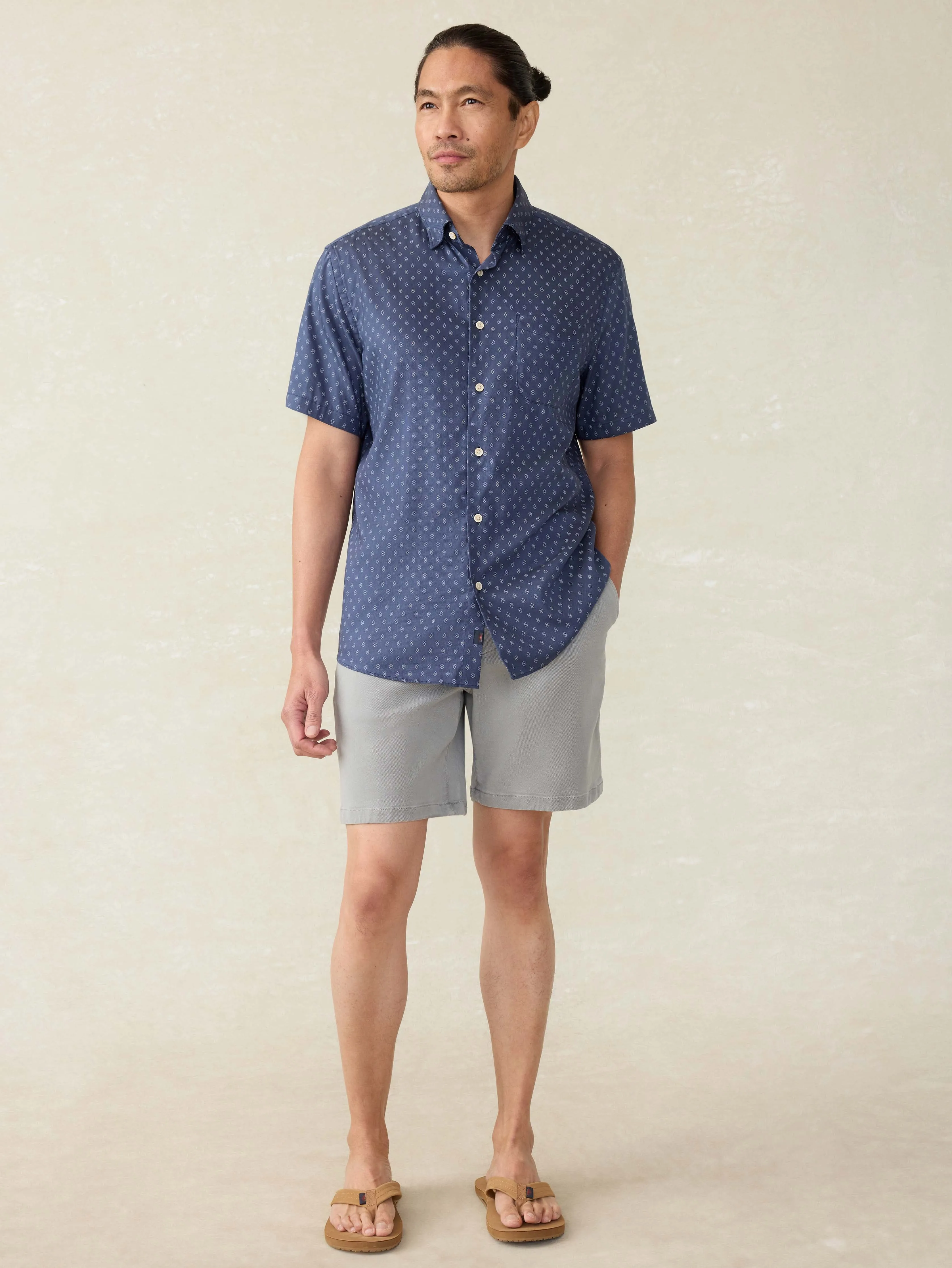 Short-Sleeve Movement™ Monterey Shirt - Navy Dusk Diamond sold by Faherty product image thumbnail 5