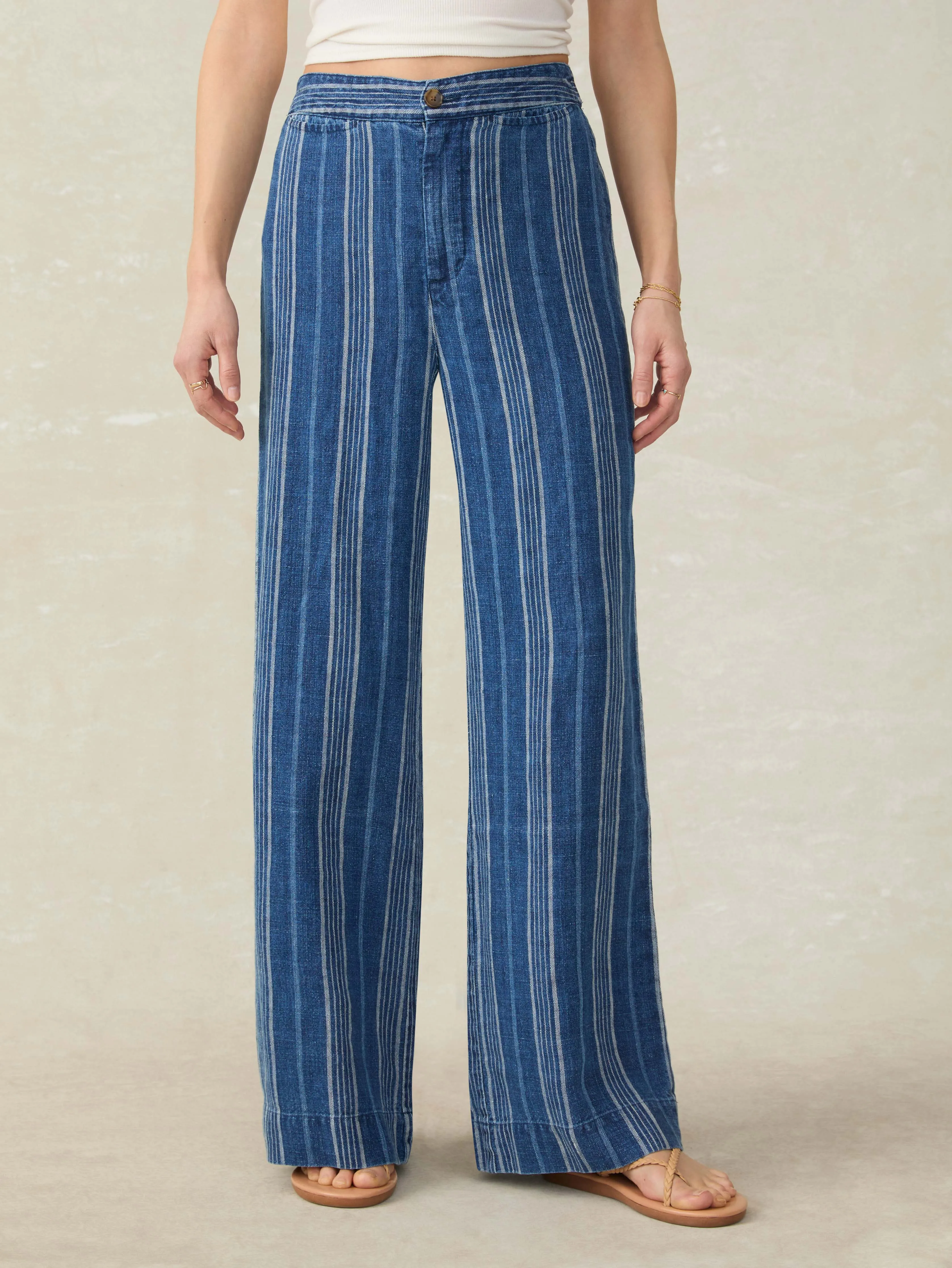 Sun Strider Linen Pant - Dockside Stripe sold by Faherty