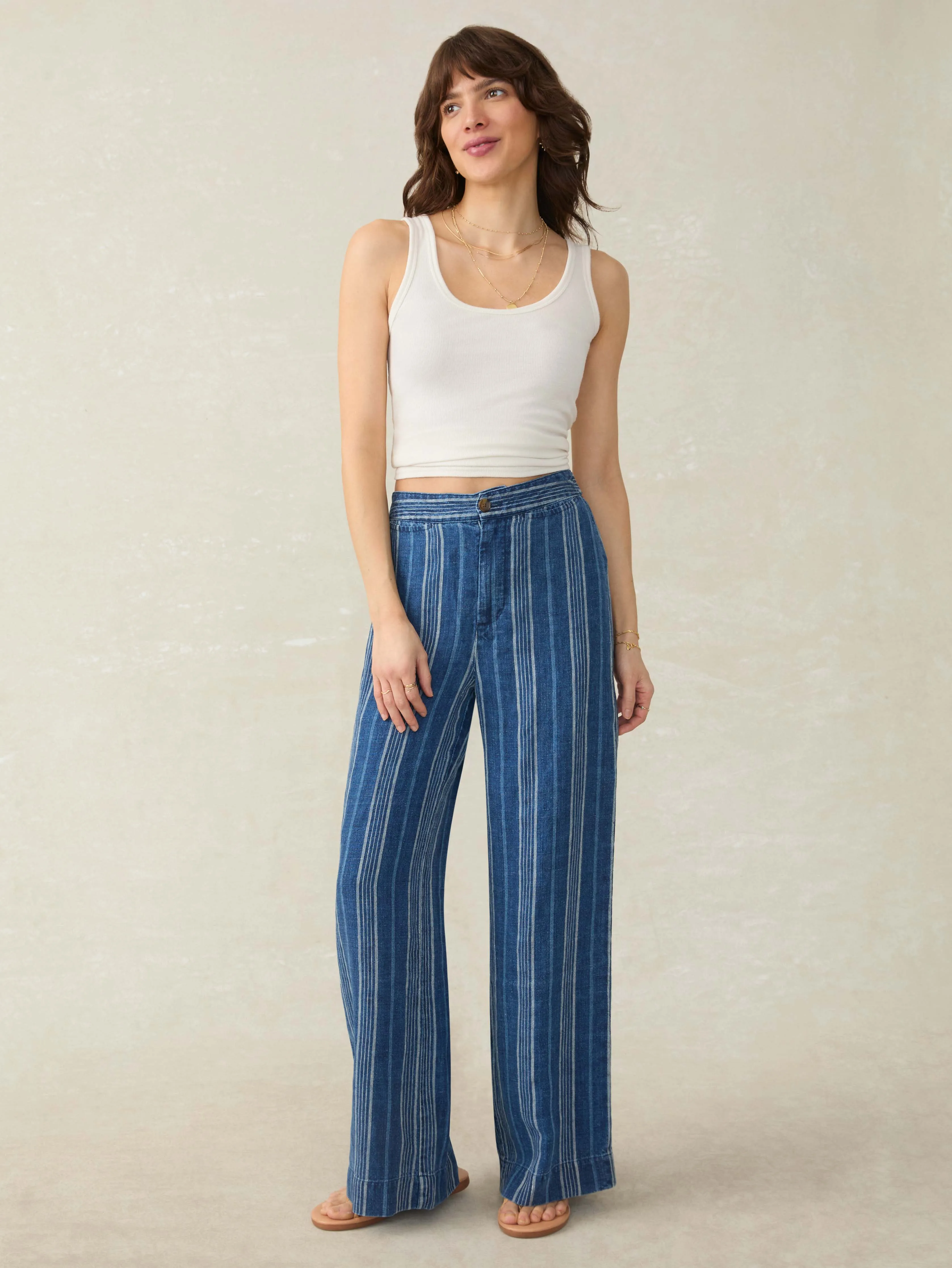 Sun Strider Linen Pant - Dockside Stripe sold by Faherty product image thumbnail 5