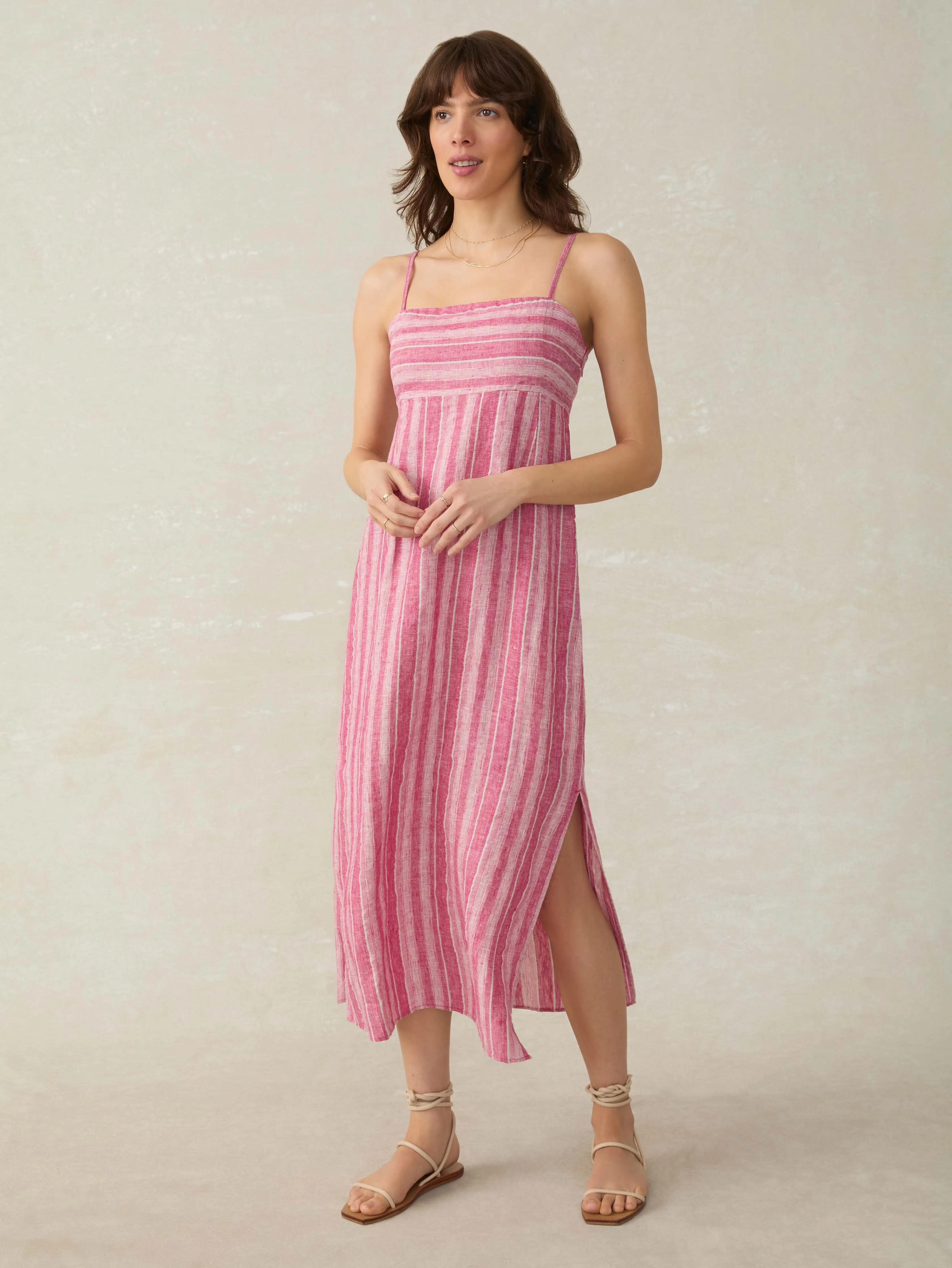 Sienna Linen Sun Dress - Granita Stripe sold by Faherty
