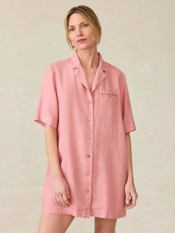 Paradise Point Linen Dress - Withered Rose sold by Faherty