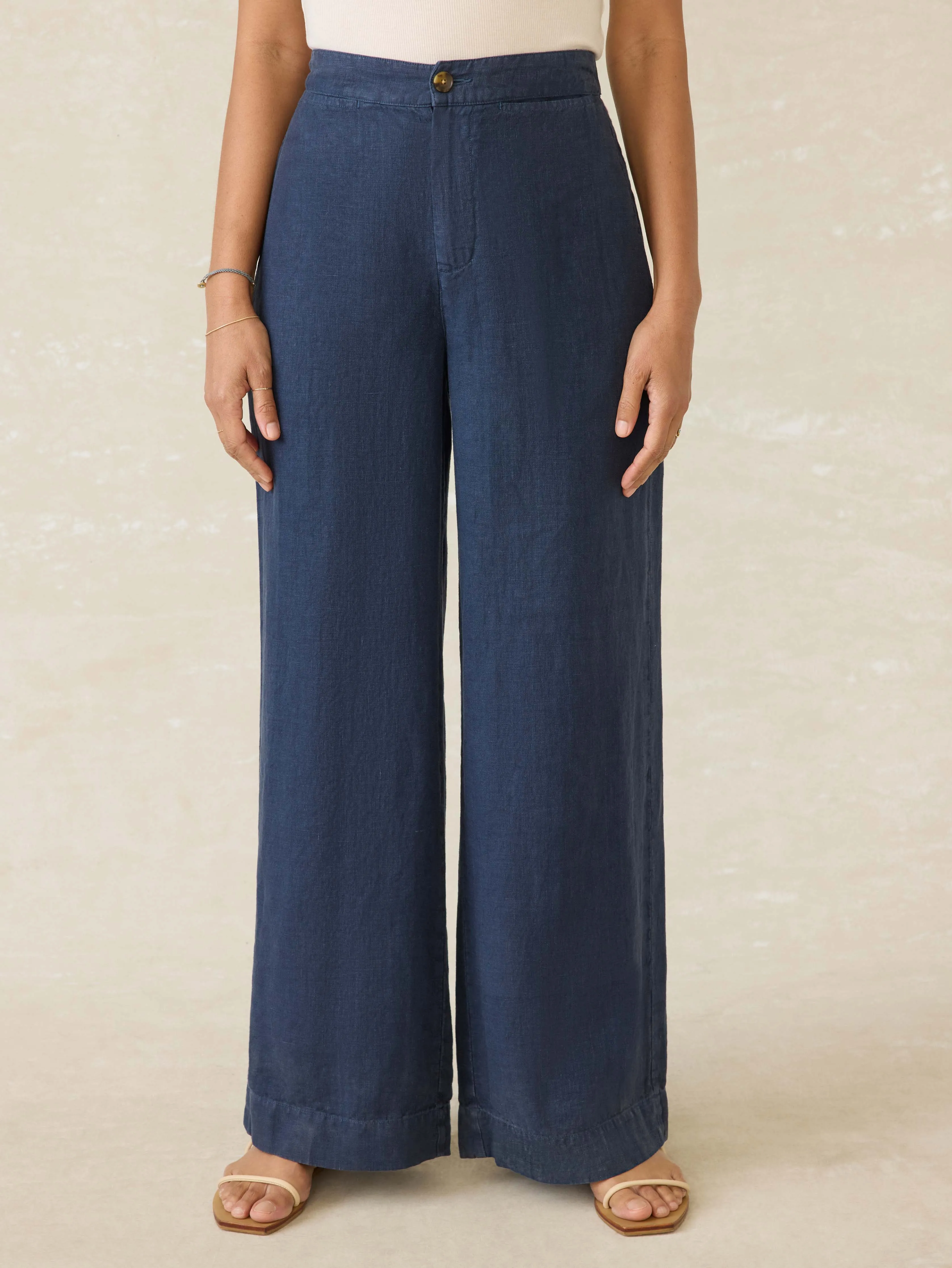 Sun Strider Linen Pant - Deep Sea Navy sold by Faherty