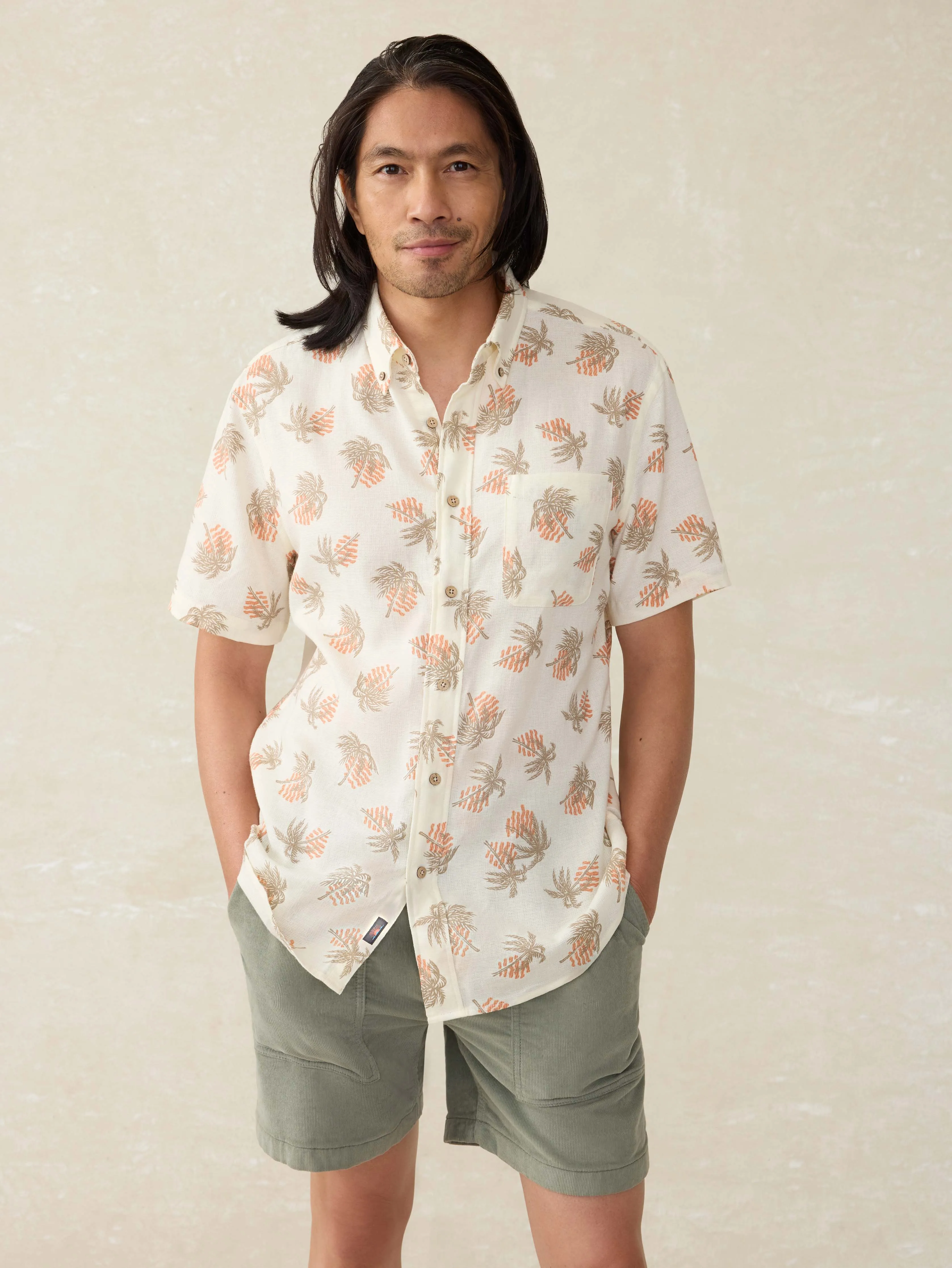 Short-Sleeve Breeze Shirt - Sunlit Palm & Waves sold by Faherty