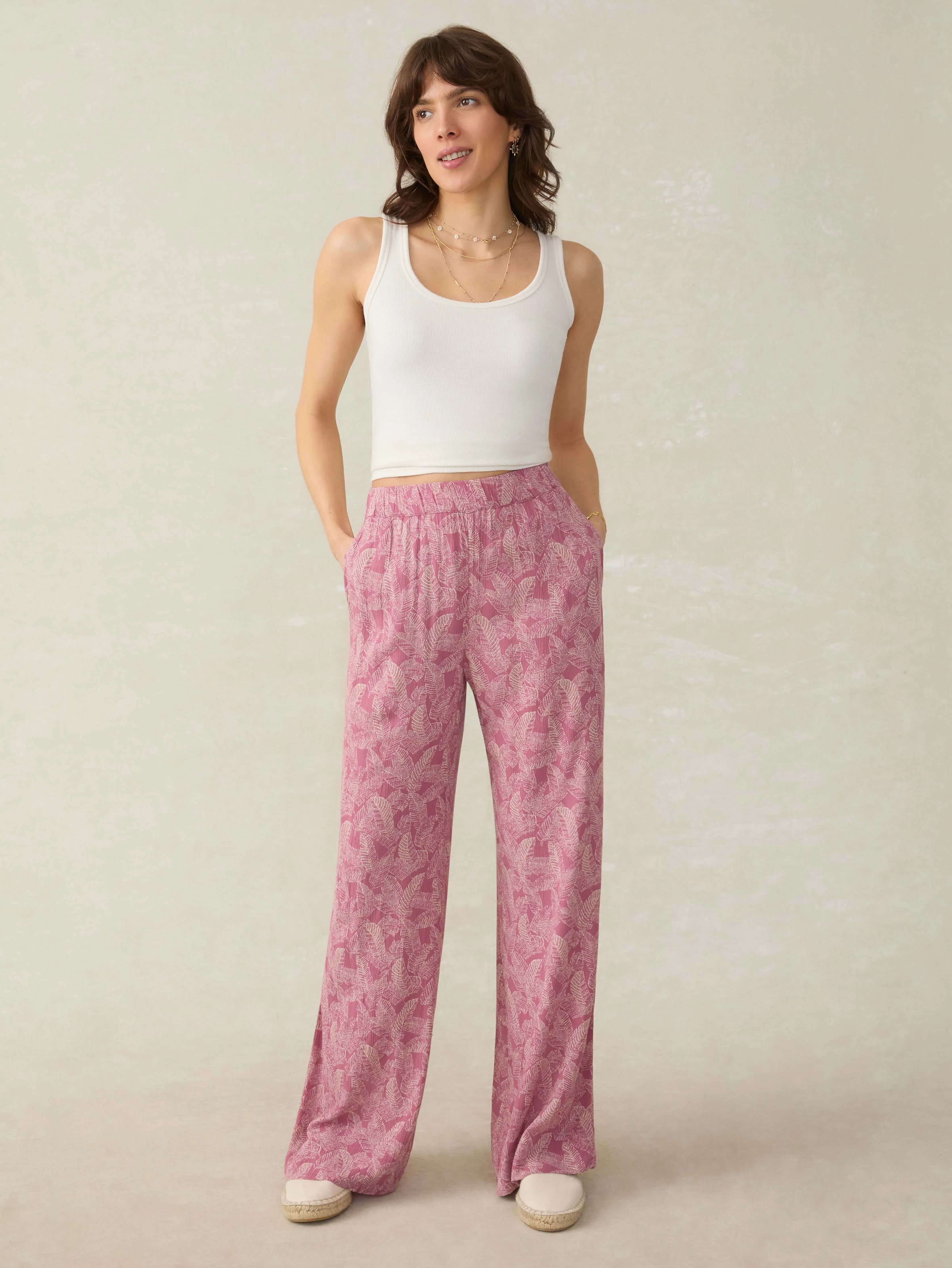 Cabana Pant - Dusty Rose Banana Leaf sold by Faherty product image thumbnail 4