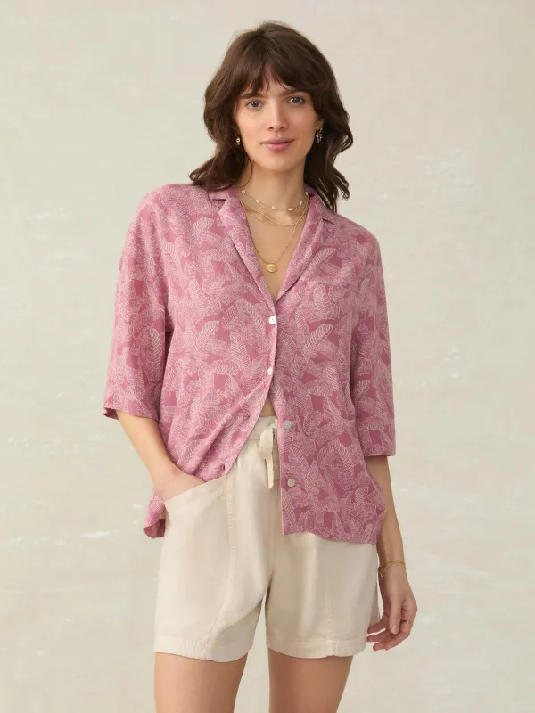 Cabana Short-Sleeve Shirt - Dusty Rose Banana Leaf sold by Faherty