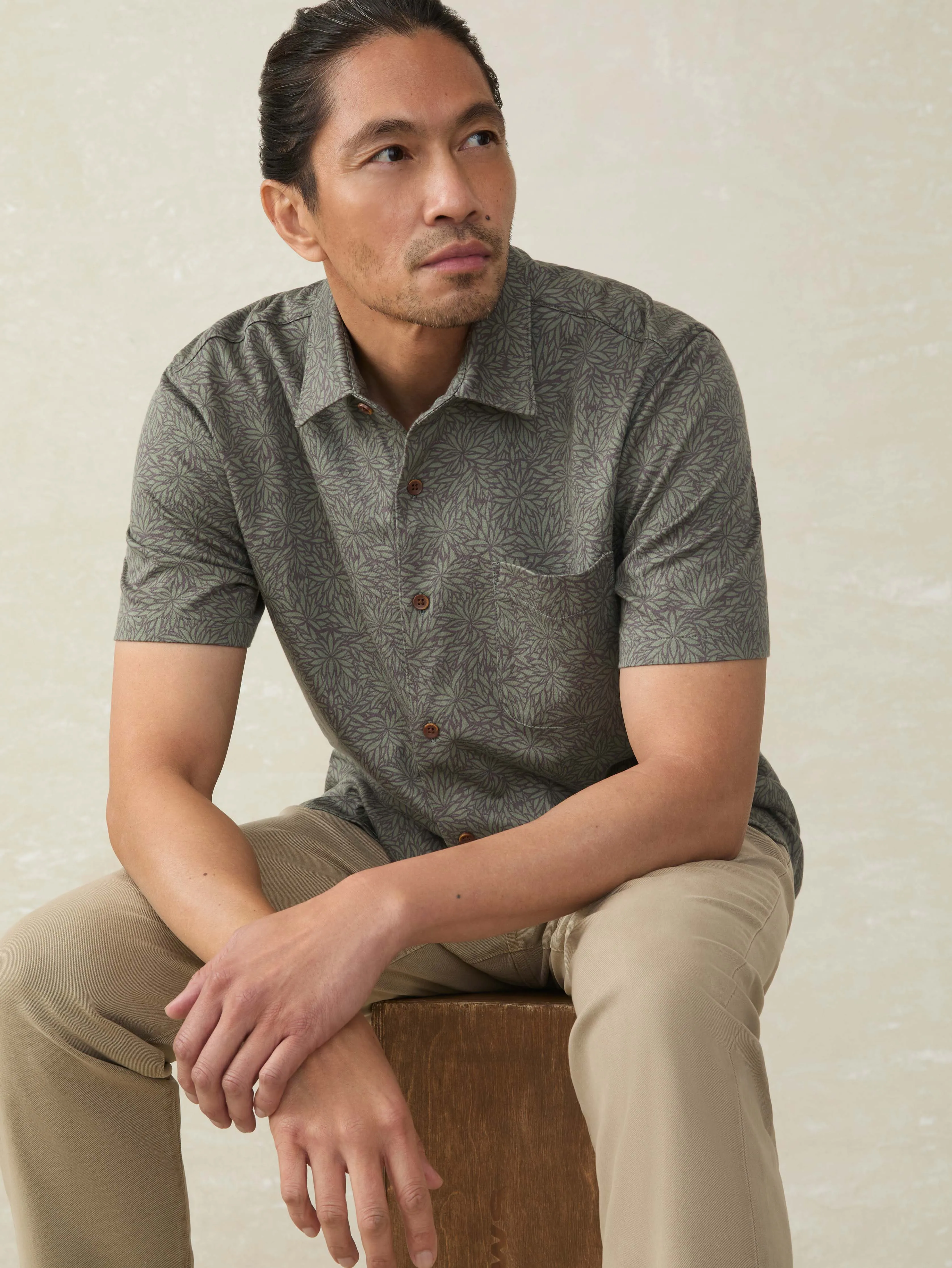 Short-Sleeve Hermosa Shirt - Olive Frond sold by Faherty product image thumbnail 4
