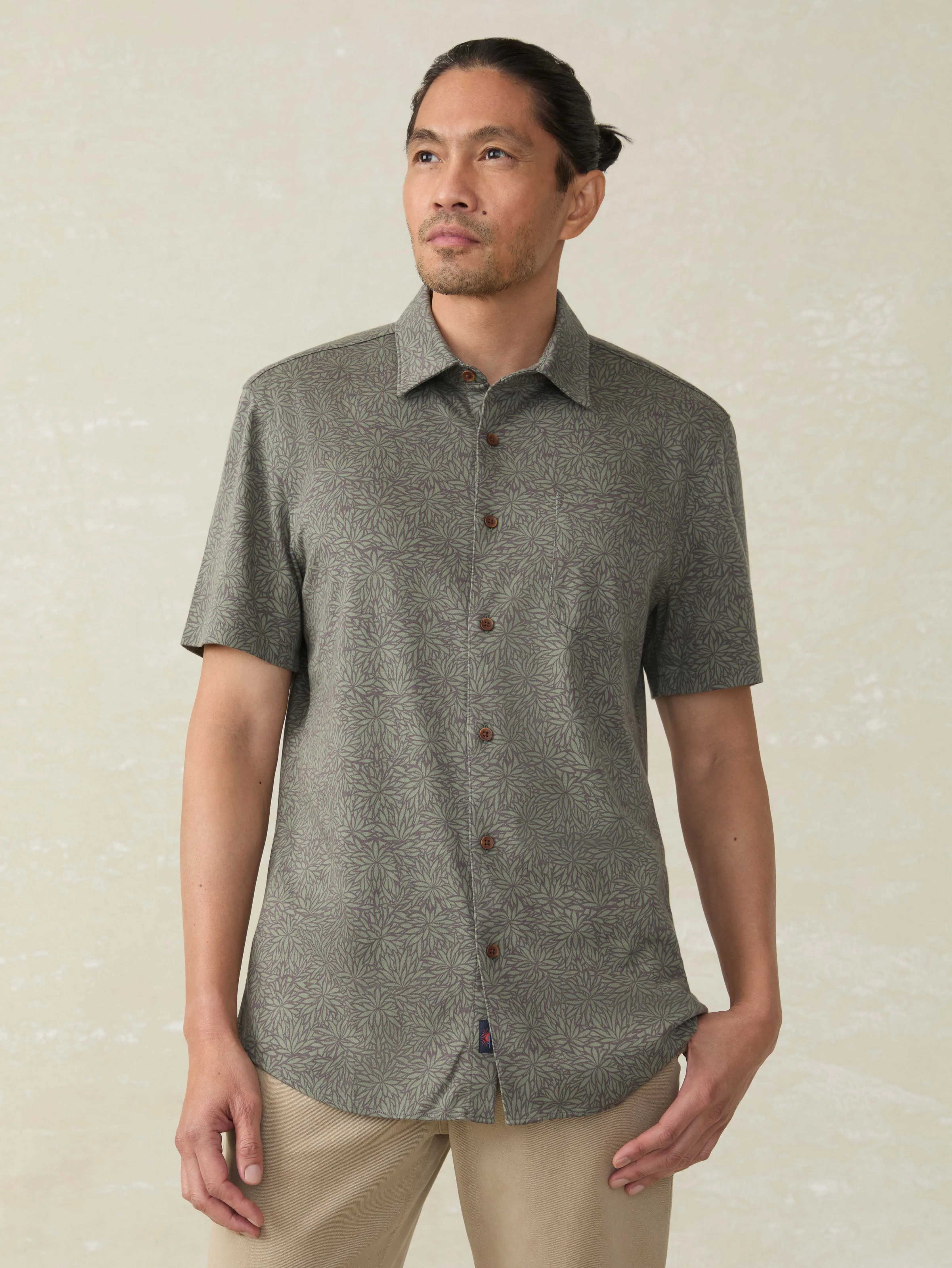 Short-Sleeve Hermosa Shirt - Olive Frond sold by Faherty