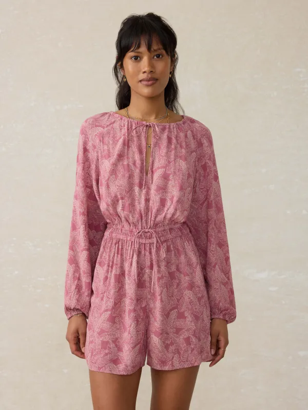 Kai Romper - Dusty Rose Banana Leaf sold by Faherty