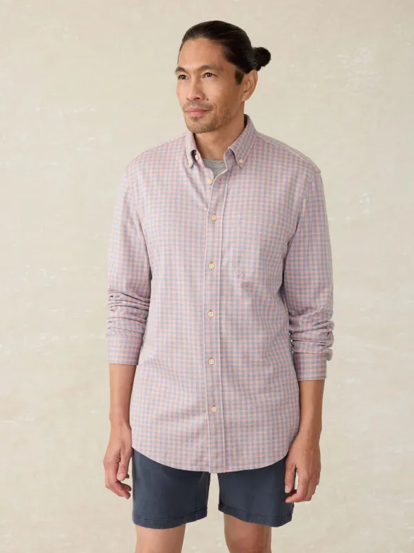 Coastline Knit Shirt - Blue Coral Gingham sold by Faherty