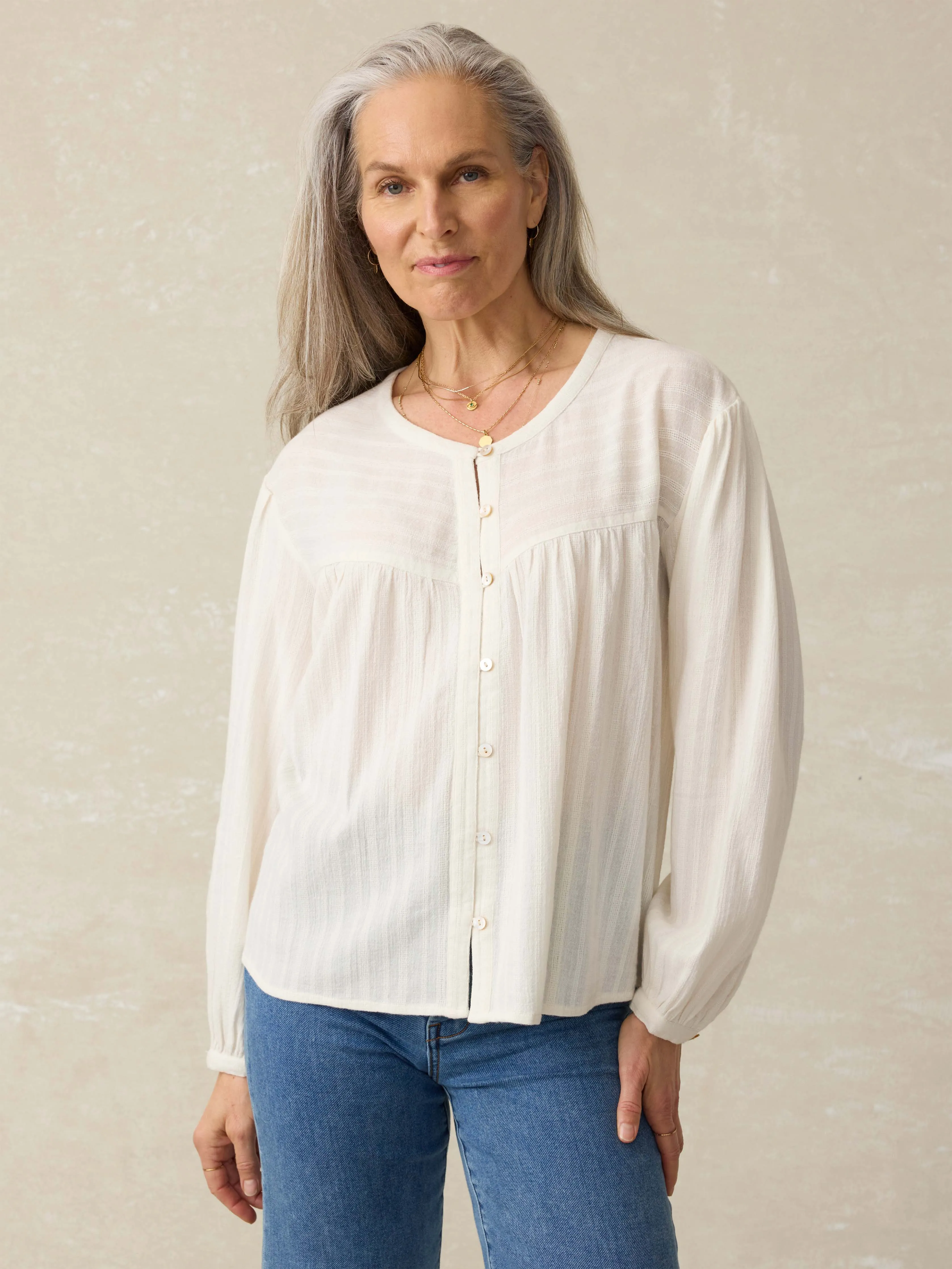 Lena Blouse - Egret sold by Faherty product image thumbnail 5