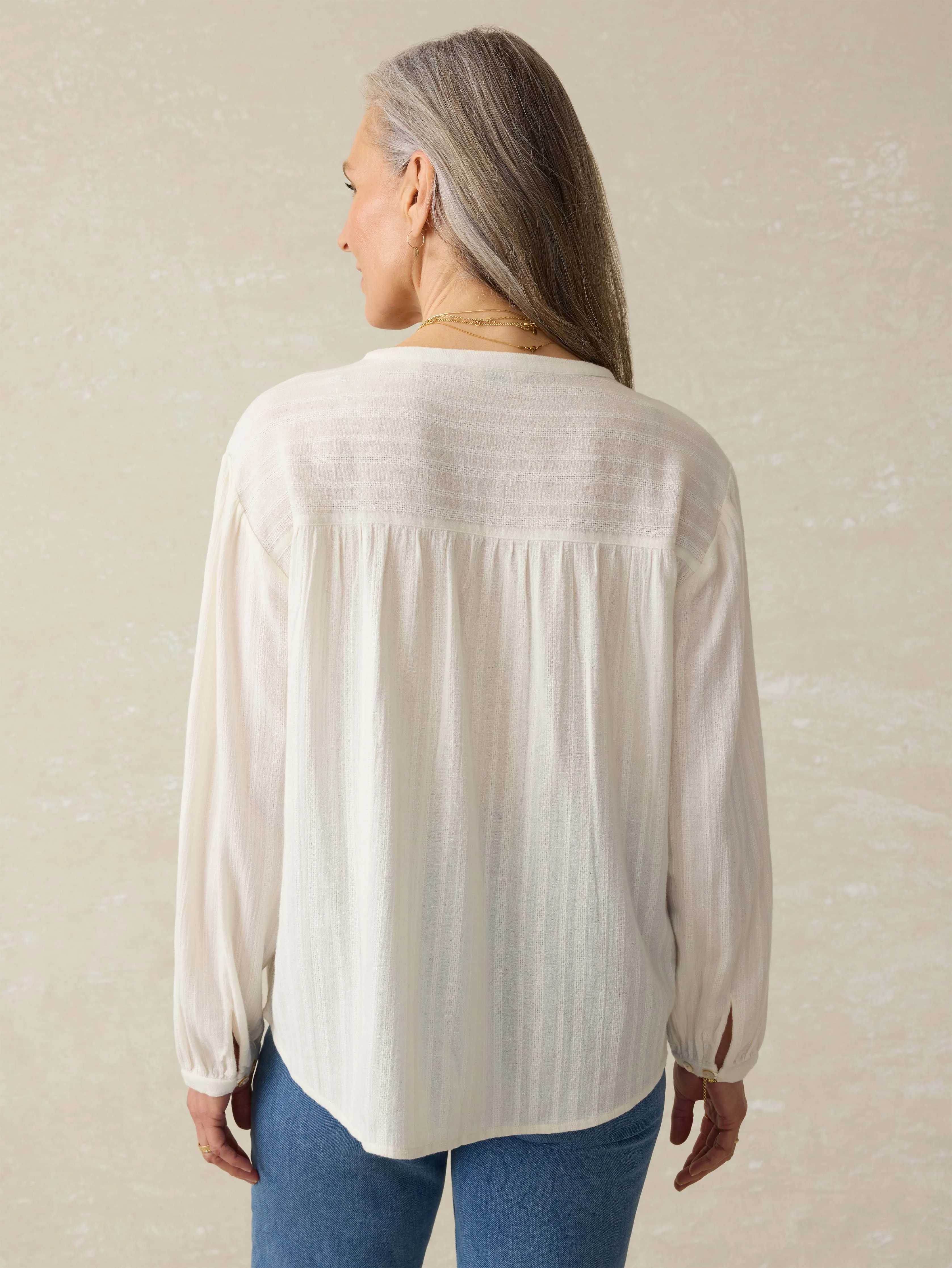 Lena Blouse - Egret sold by Faherty product image thumbnail 4