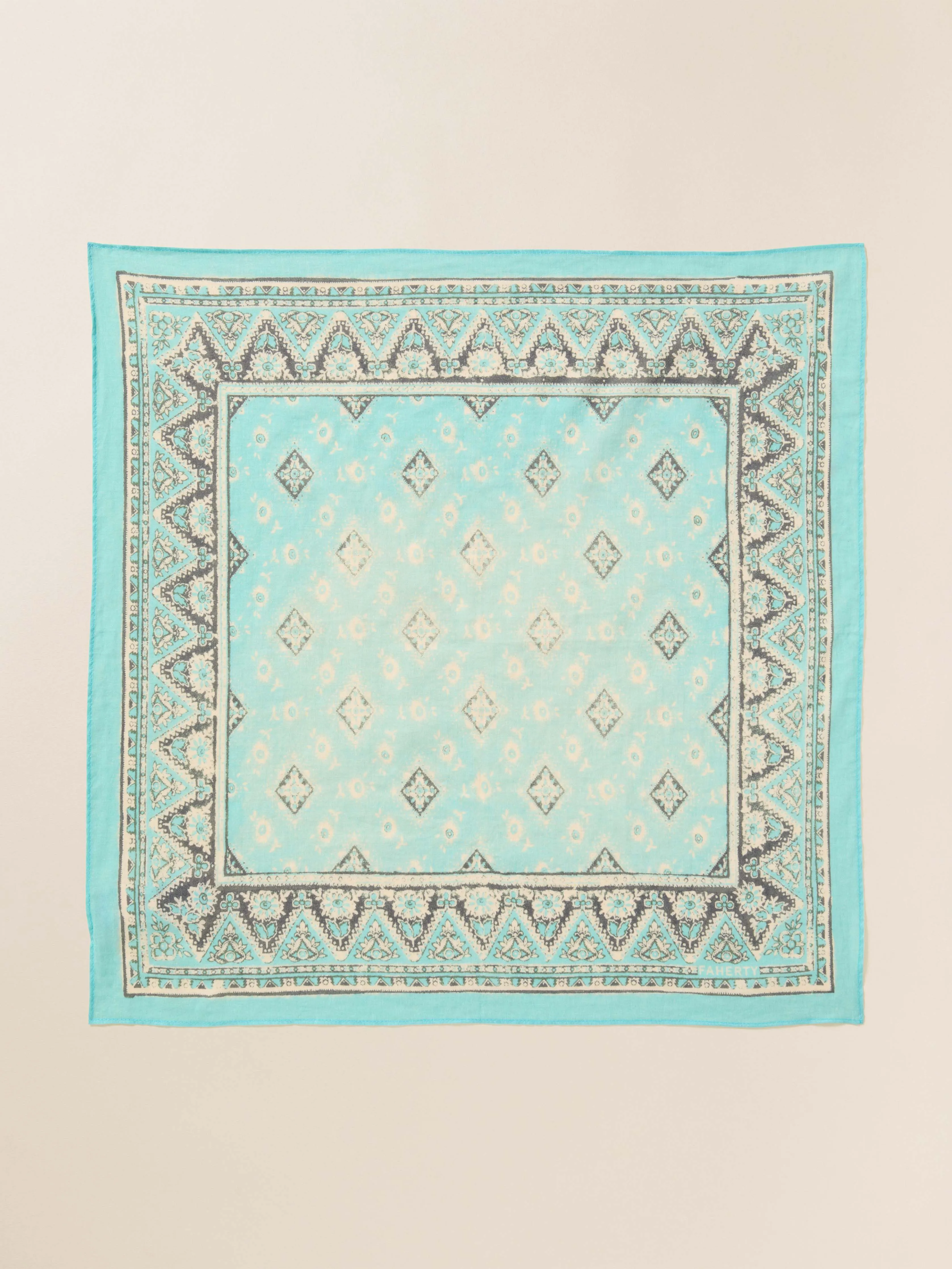 Spring Salutation Bandana - Aqua sold by Faherty