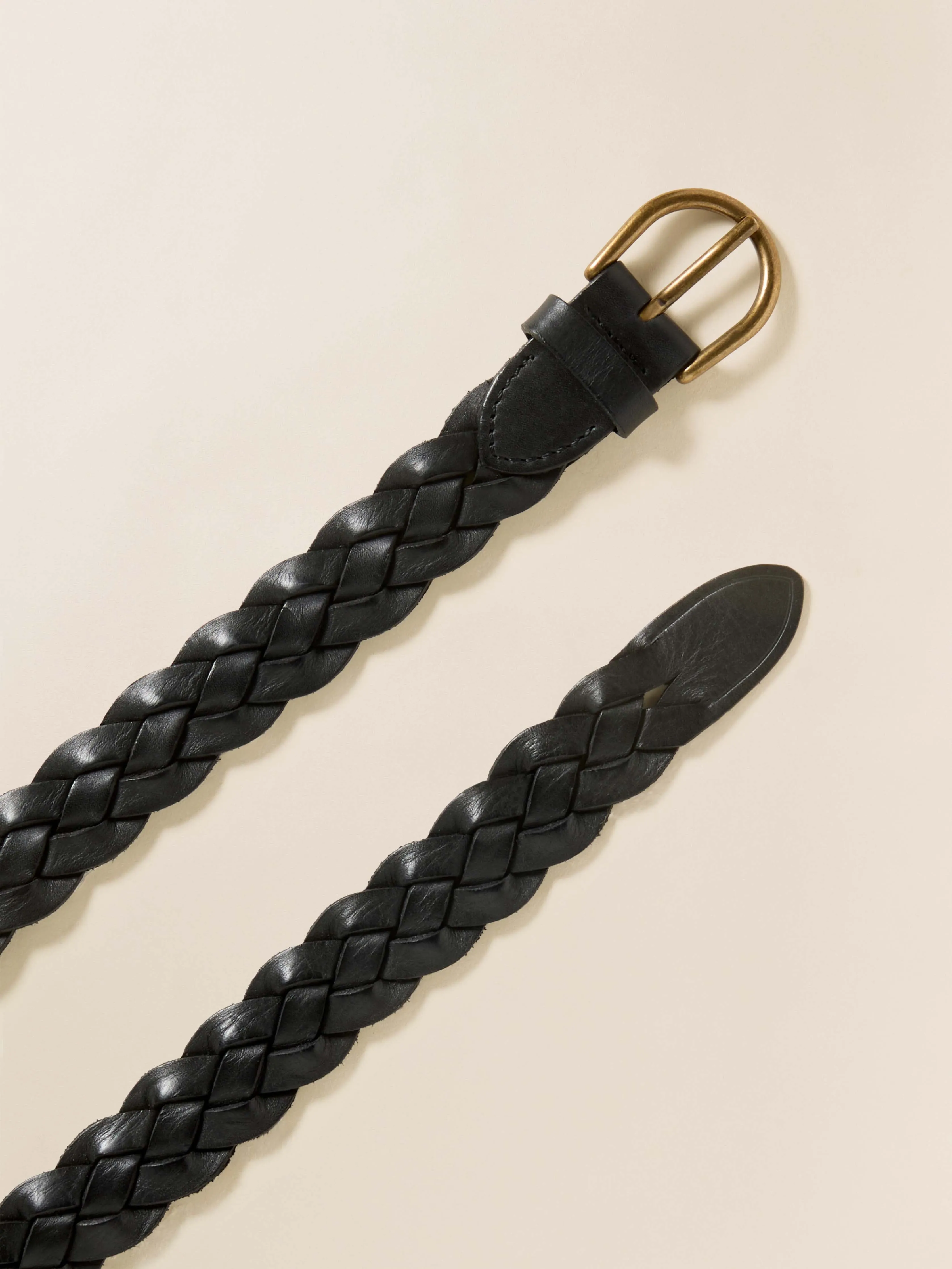 Downtown Braided Leather Belt - Black sold by Faherty product image thumbnail 2