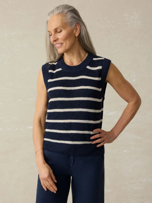 Miramar Linen Sweater Tank - North Sea Stripe sold by Faherty