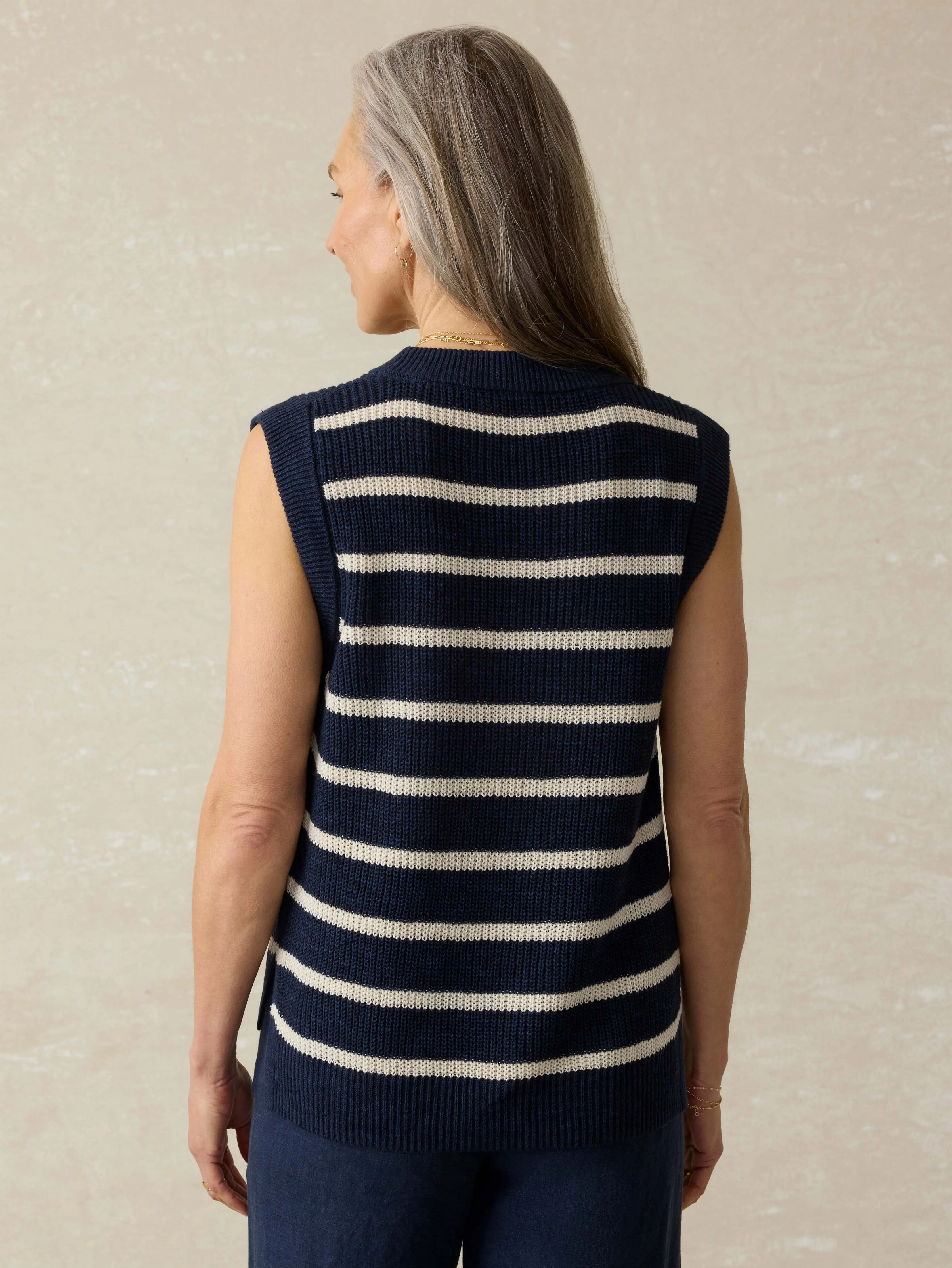 Miramar Linen Sweater Tank - North Sea Stripe sold by Faherty product image thumbnail 4