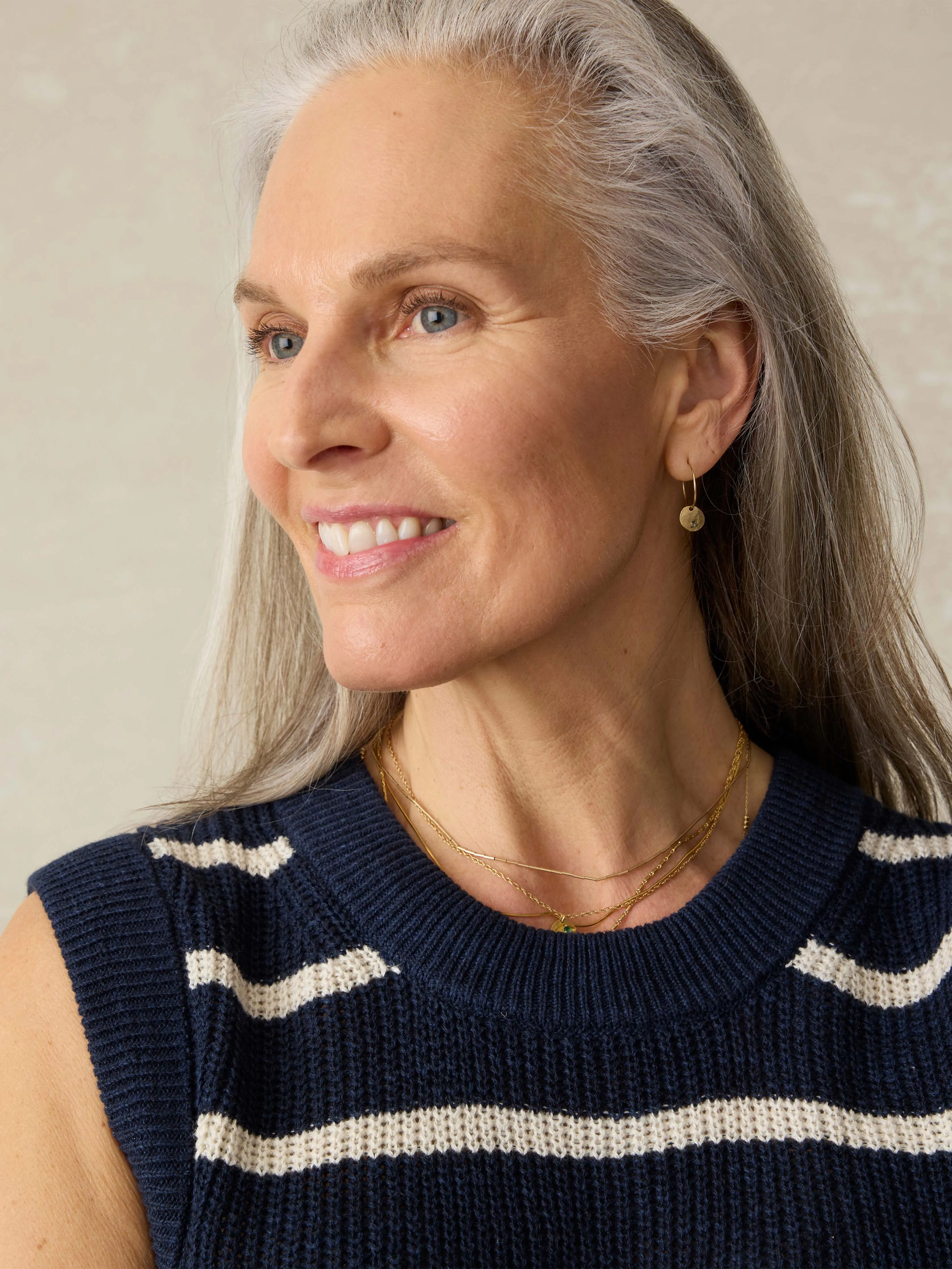 Miramar Linen Sweater Tank - North Sea Stripe sold by Faherty product image thumbnail 2