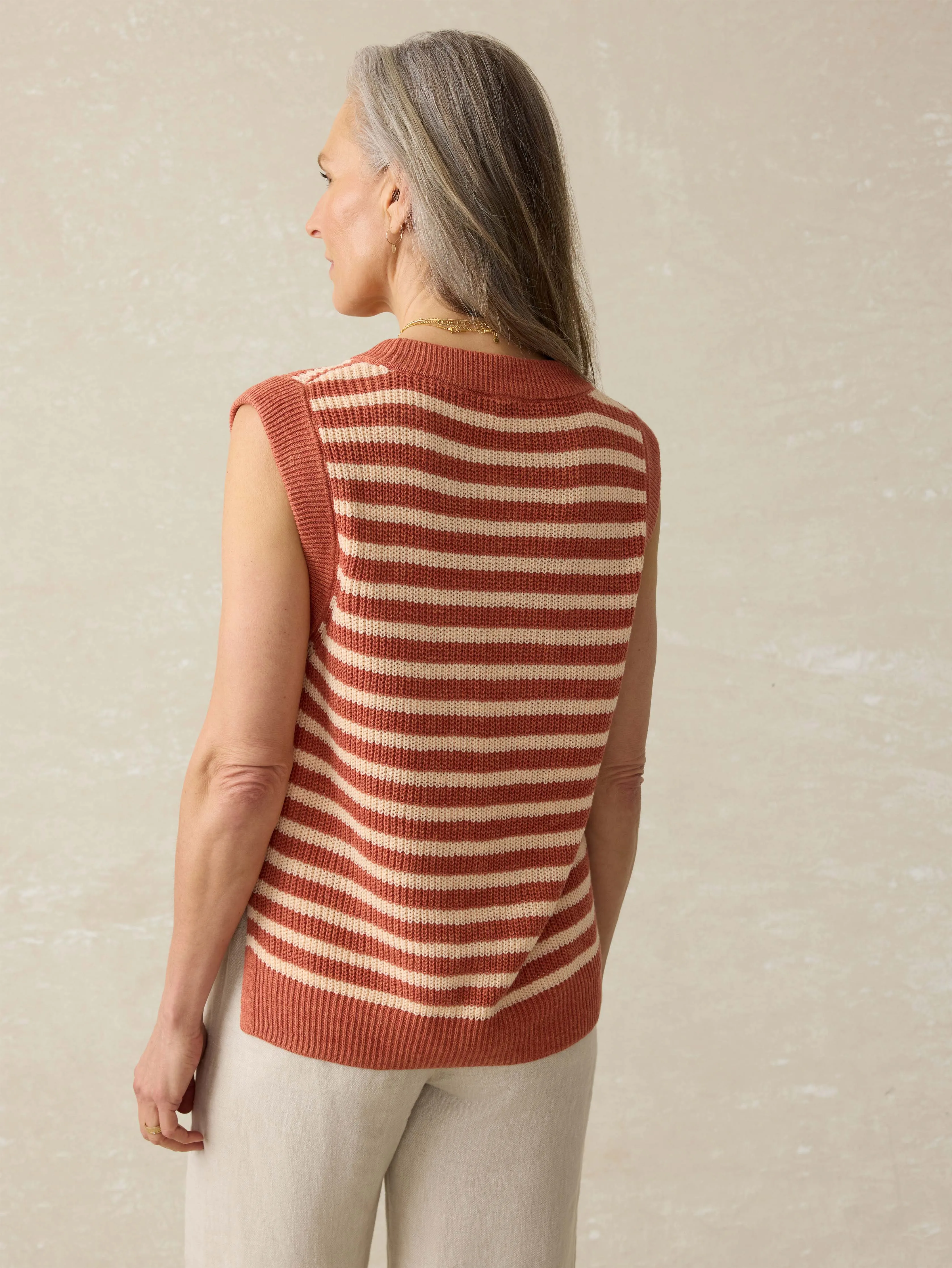Miramar Linen Sweater Tank - Sandstone Stripe sold by Faherty product image thumbnail 4