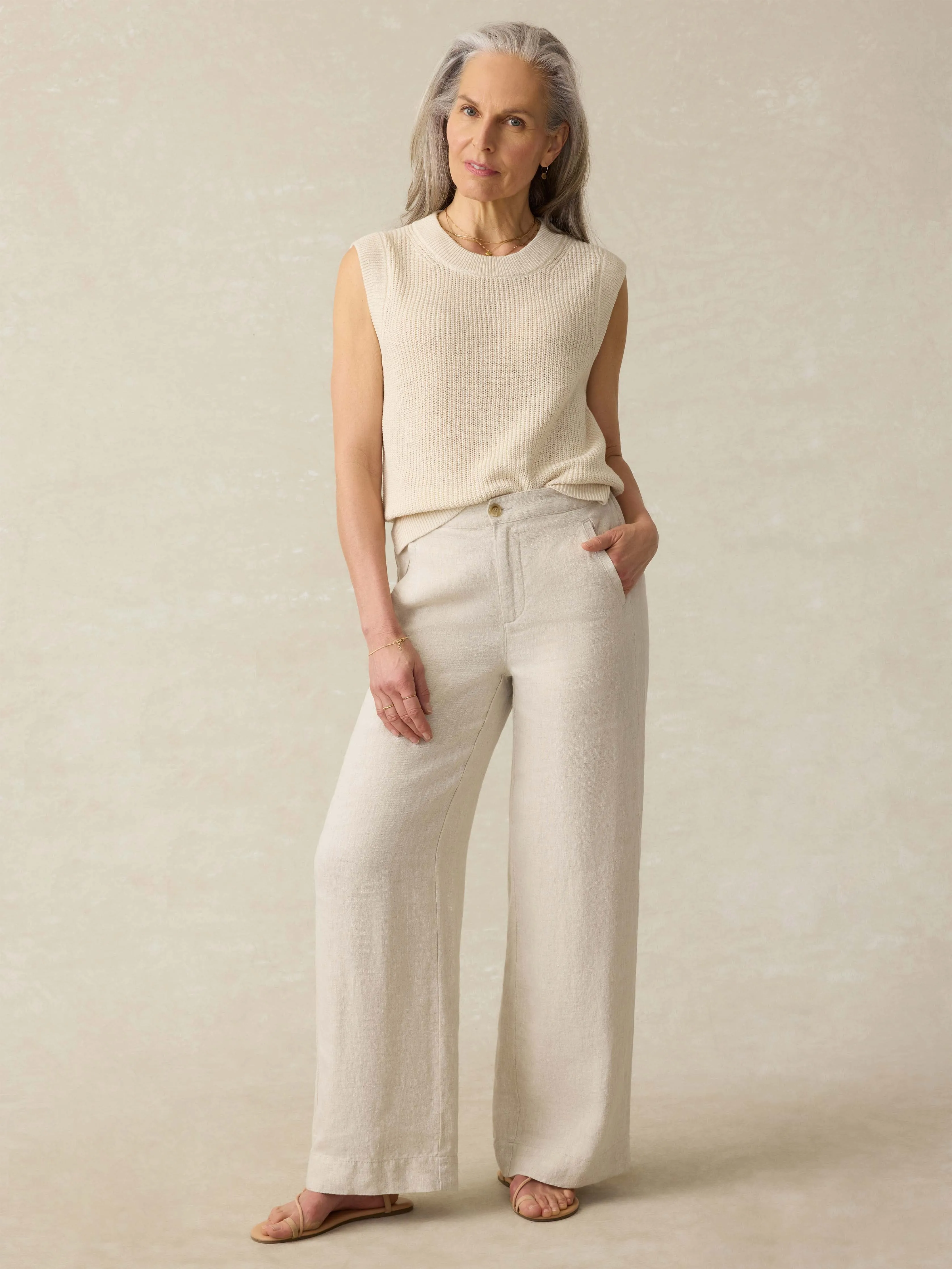 Miramar Linen Sweater Tank - Summer Sand sold by Faherty product image thumbnail 3