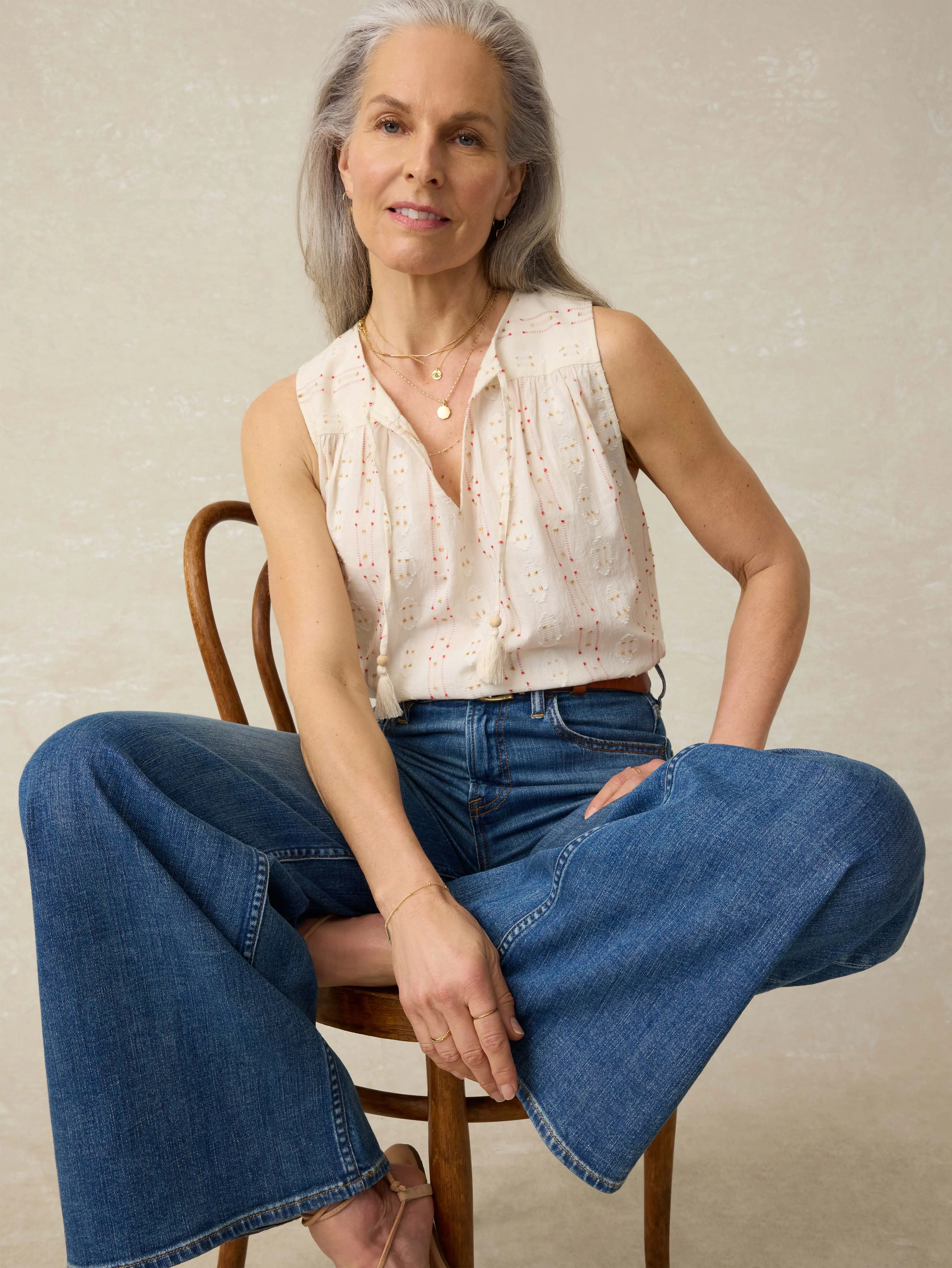 Skylar Blouse - Sunburst Dobby sold by Faherty product image thumbnail 5