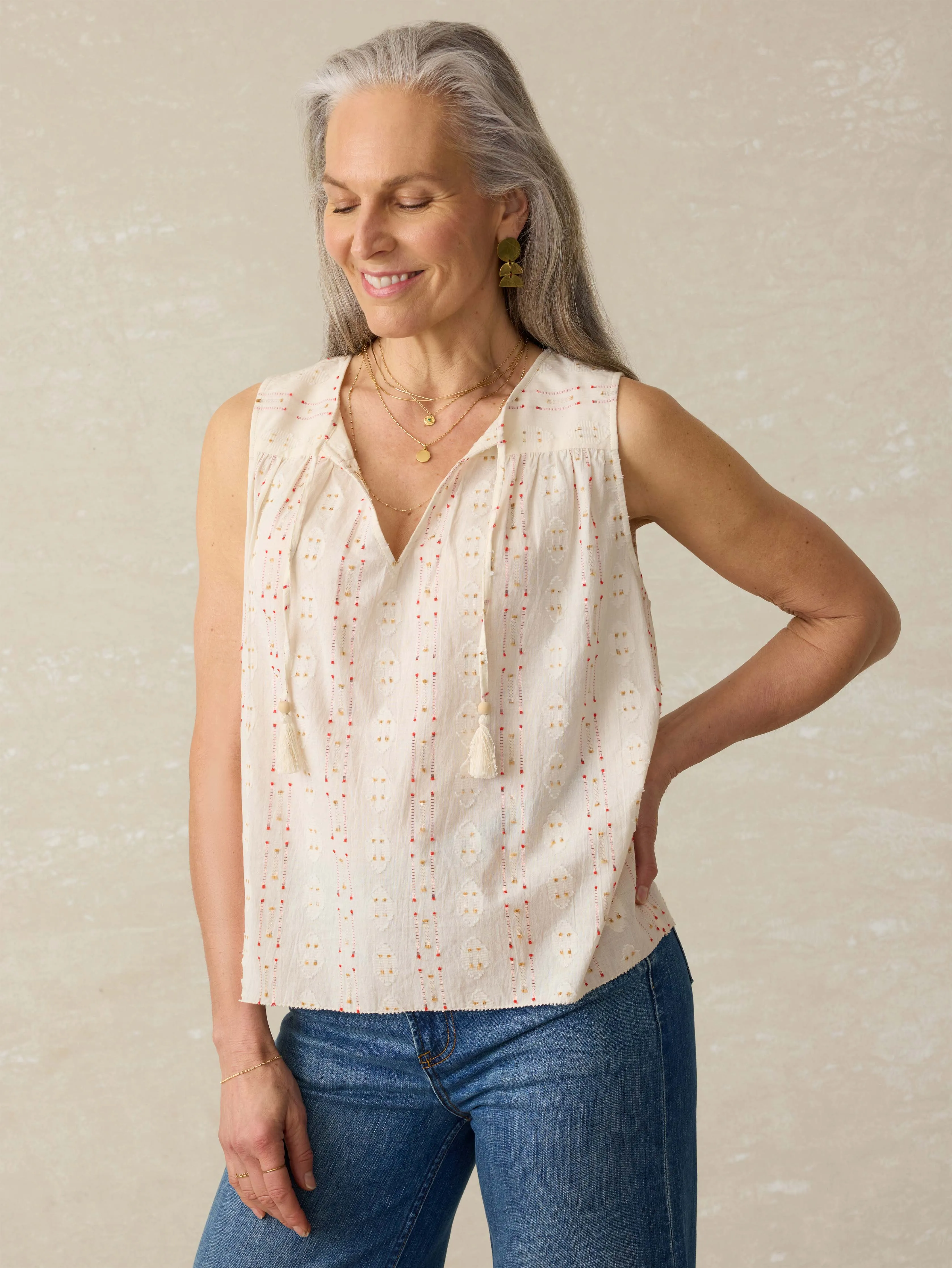 Skylar Blouse - Sunburst Dobby sold by Faherty