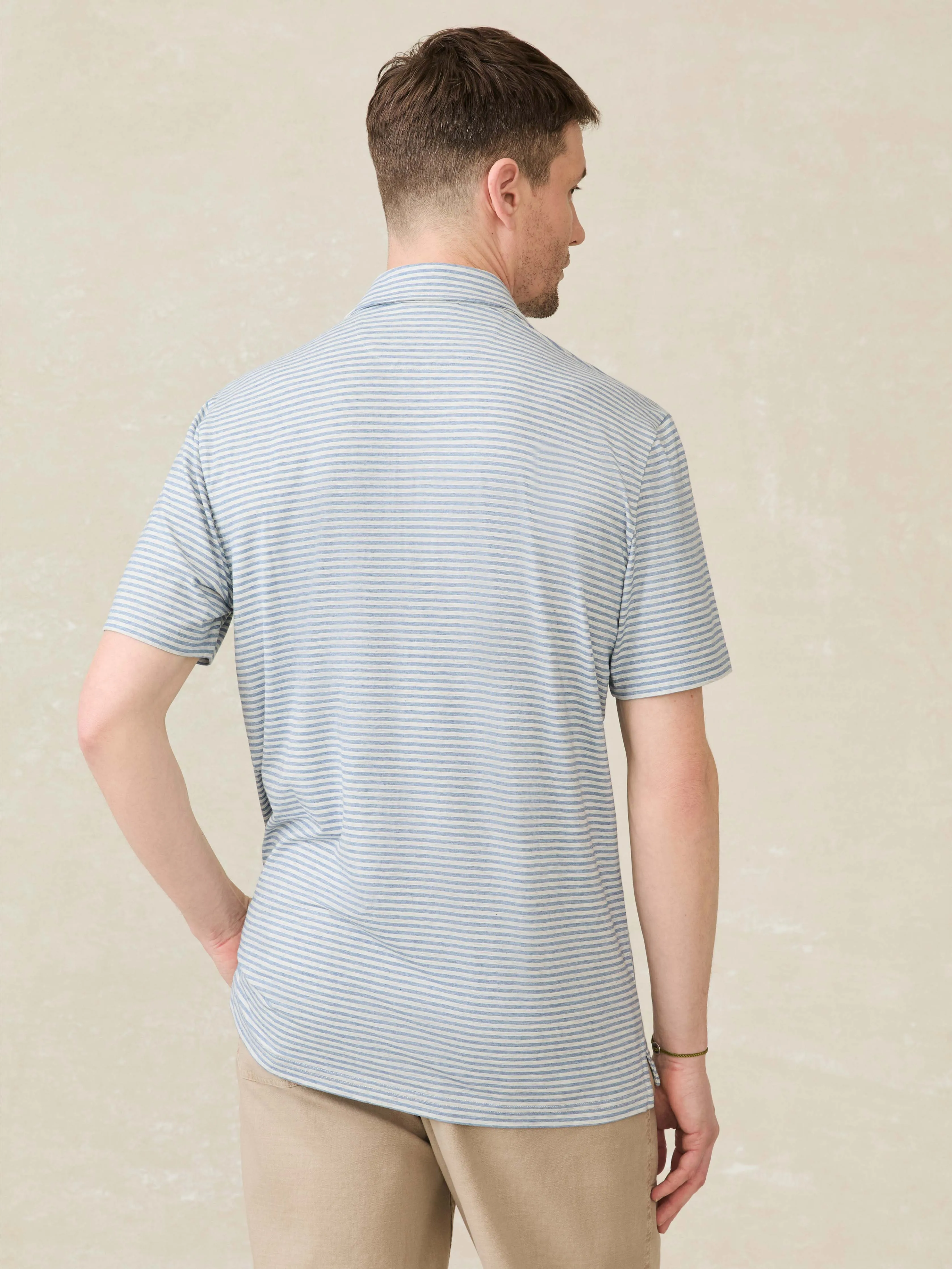Short-Sleeve Movement™ Polo Shirt - Long Valley Stripe sold by Faherty product image thumbnail 4