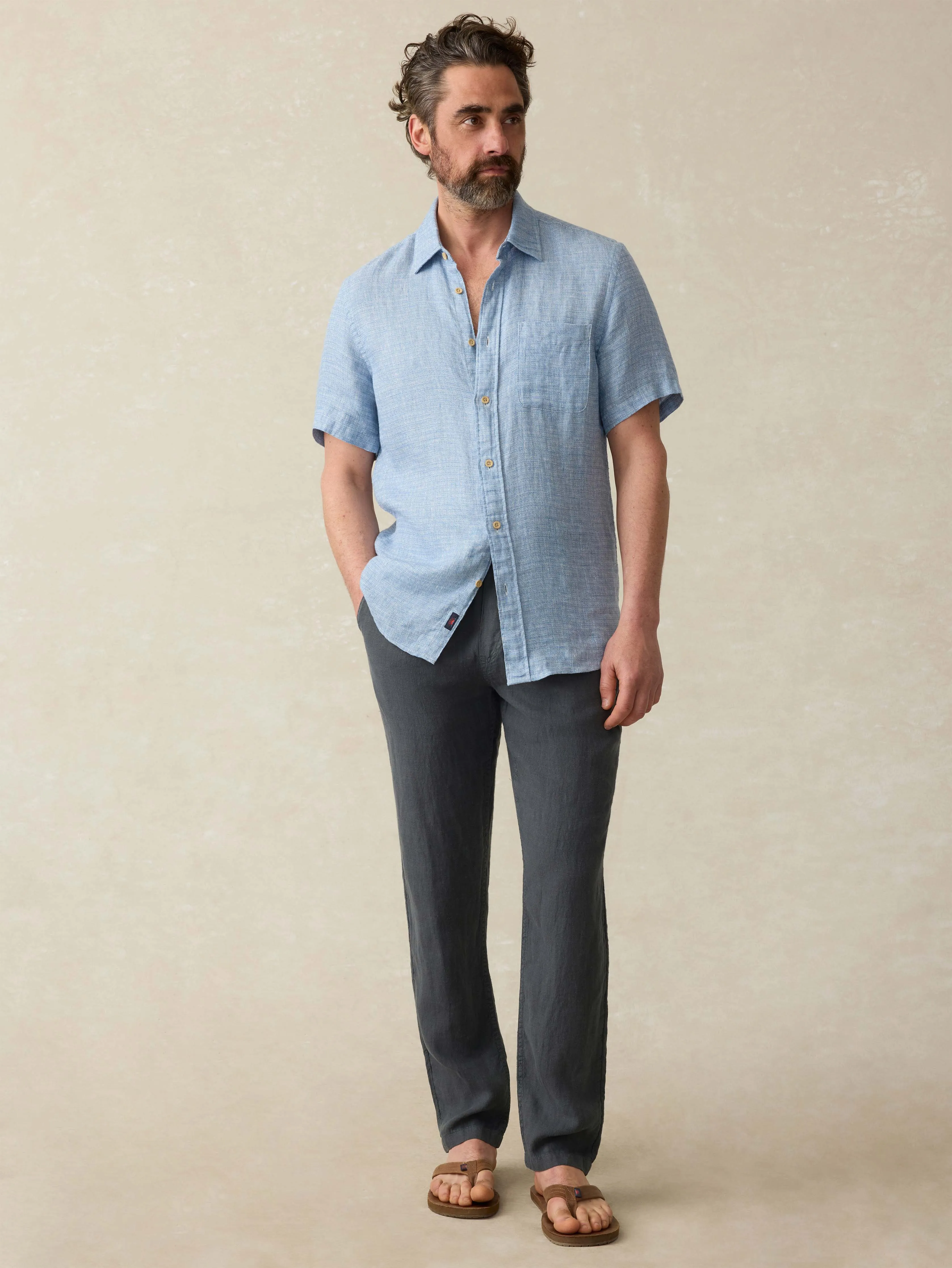 Linen Drawstring Pant - Washed Black sold by Faherty product image thumbnail 3