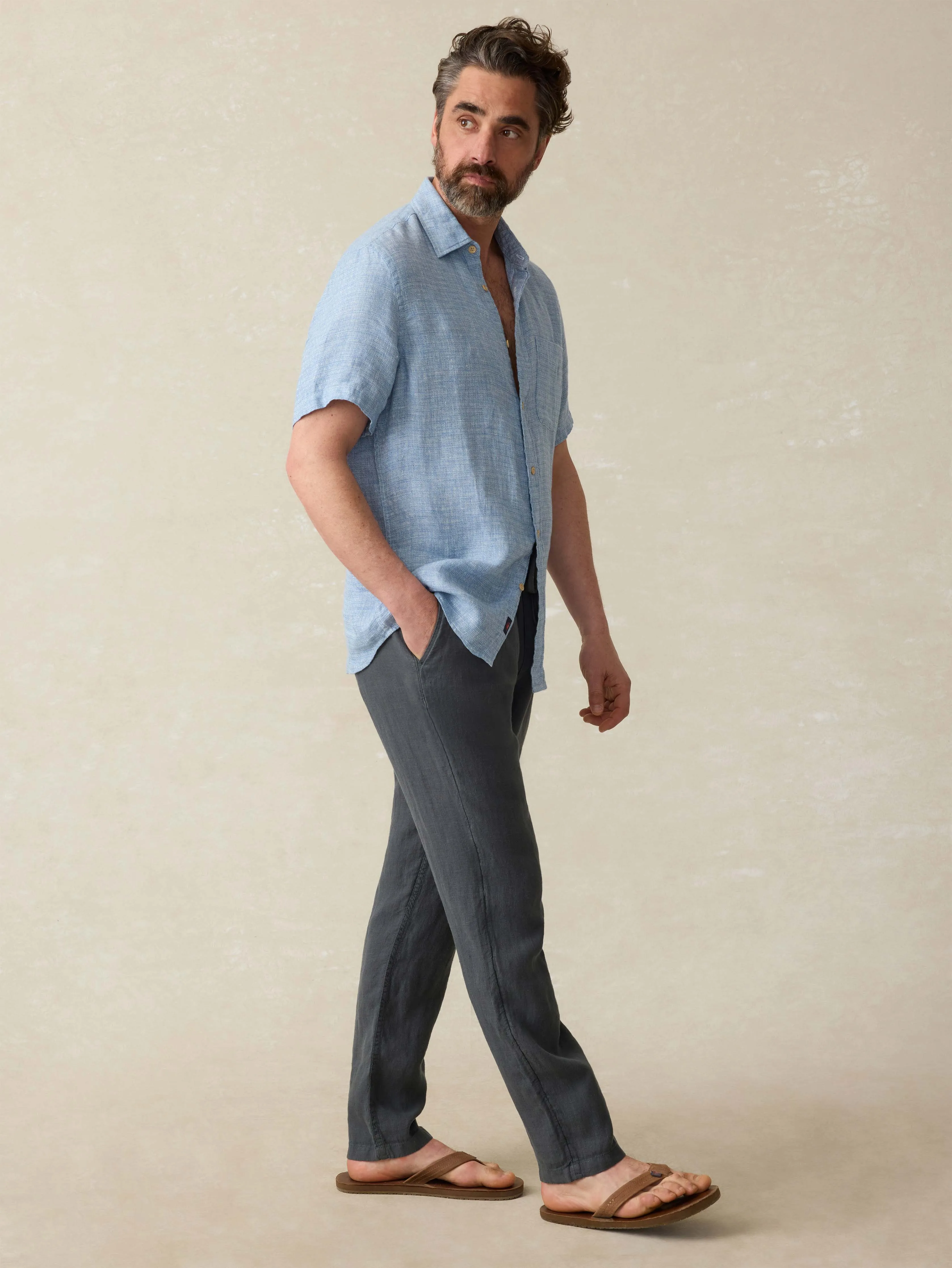 Linen Drawstring Pant - Washed Black sold by Faherty product image thumbnail 5