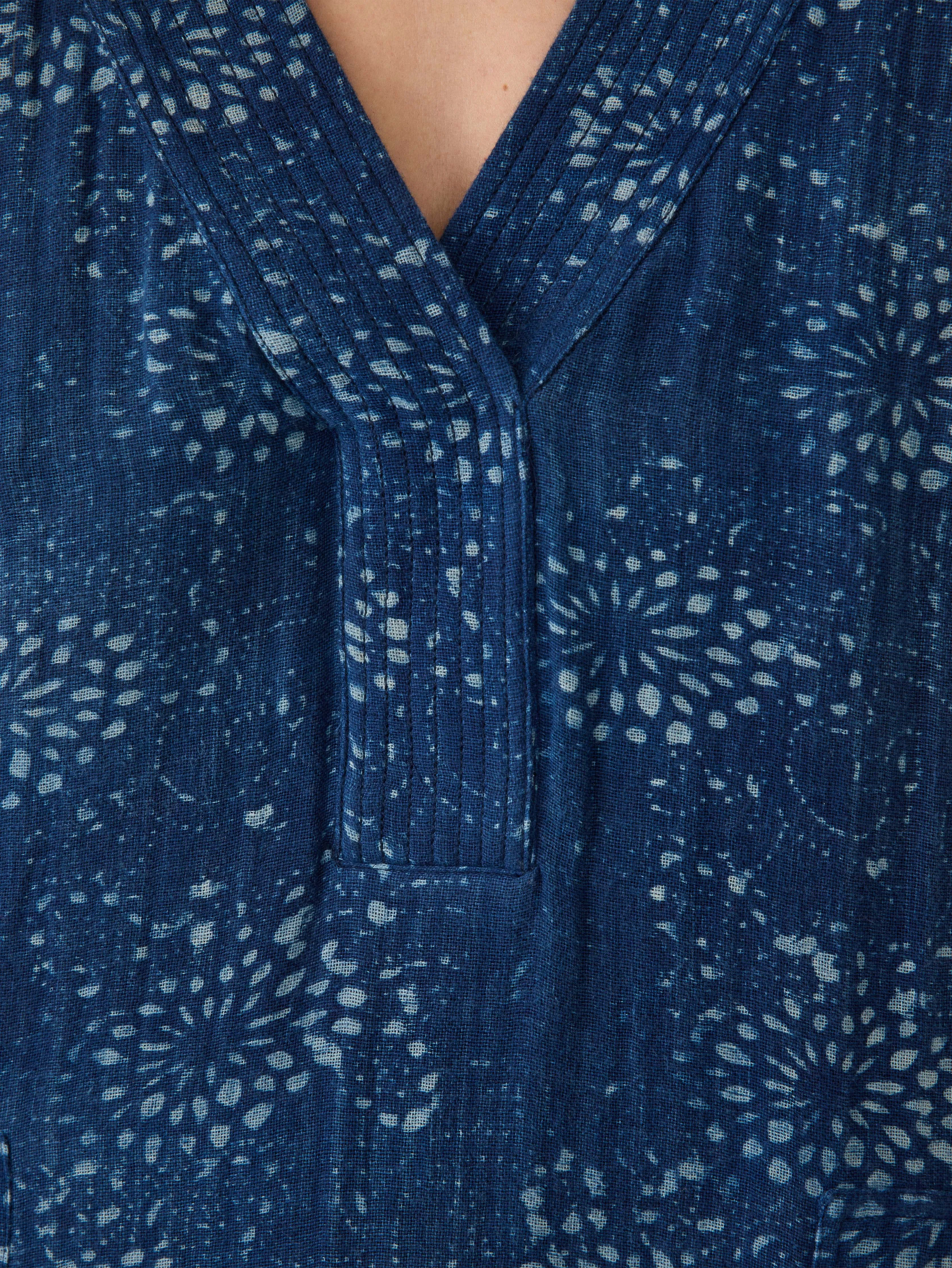 Dune Cotton Gauze Azure Dress - Indigo Isle Print sold by Faherty product image thumbnail 3