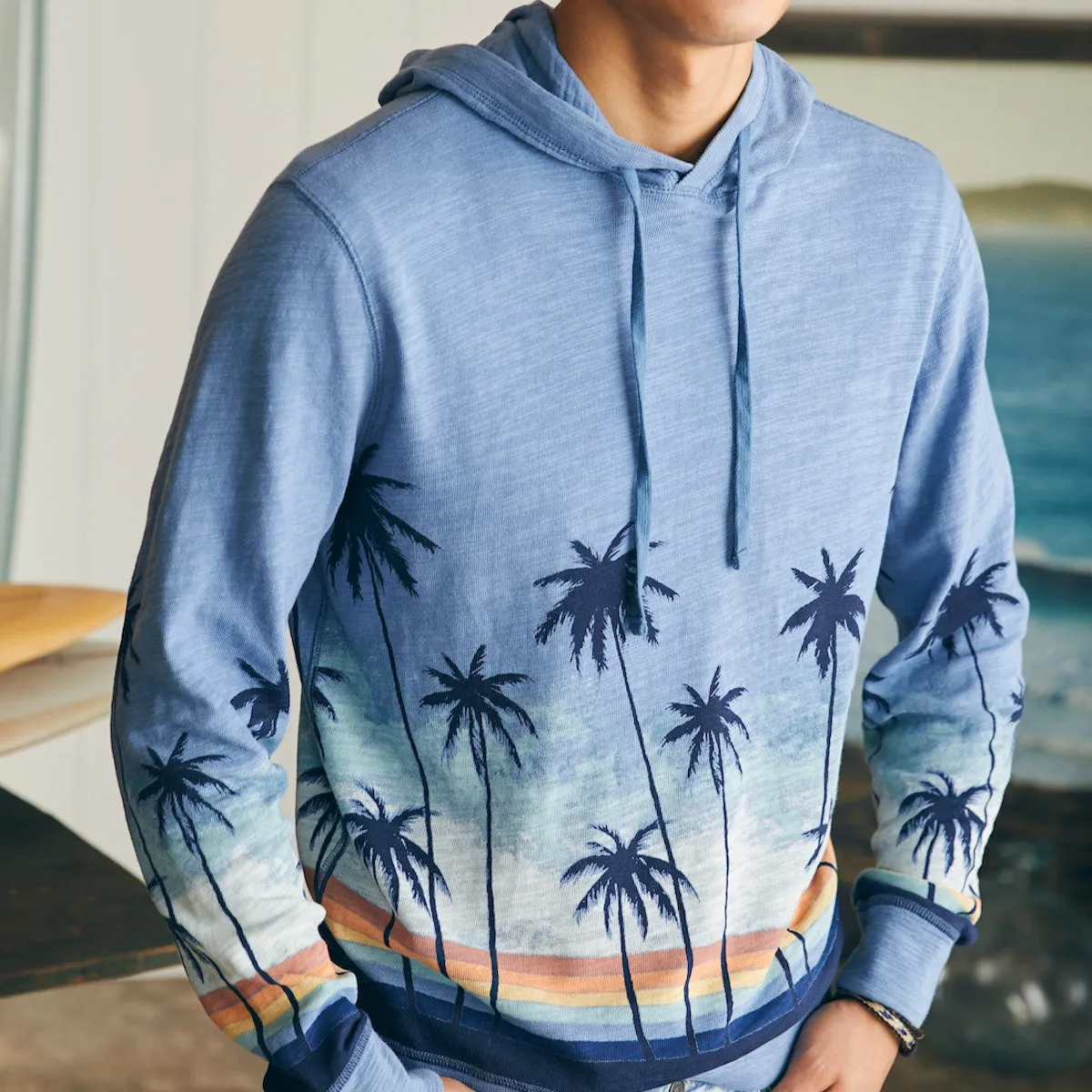 Sunwashed Slub Hoodie (Tall) - Palm Rainbow Ombre sold by Faherty product image thumbnail 4