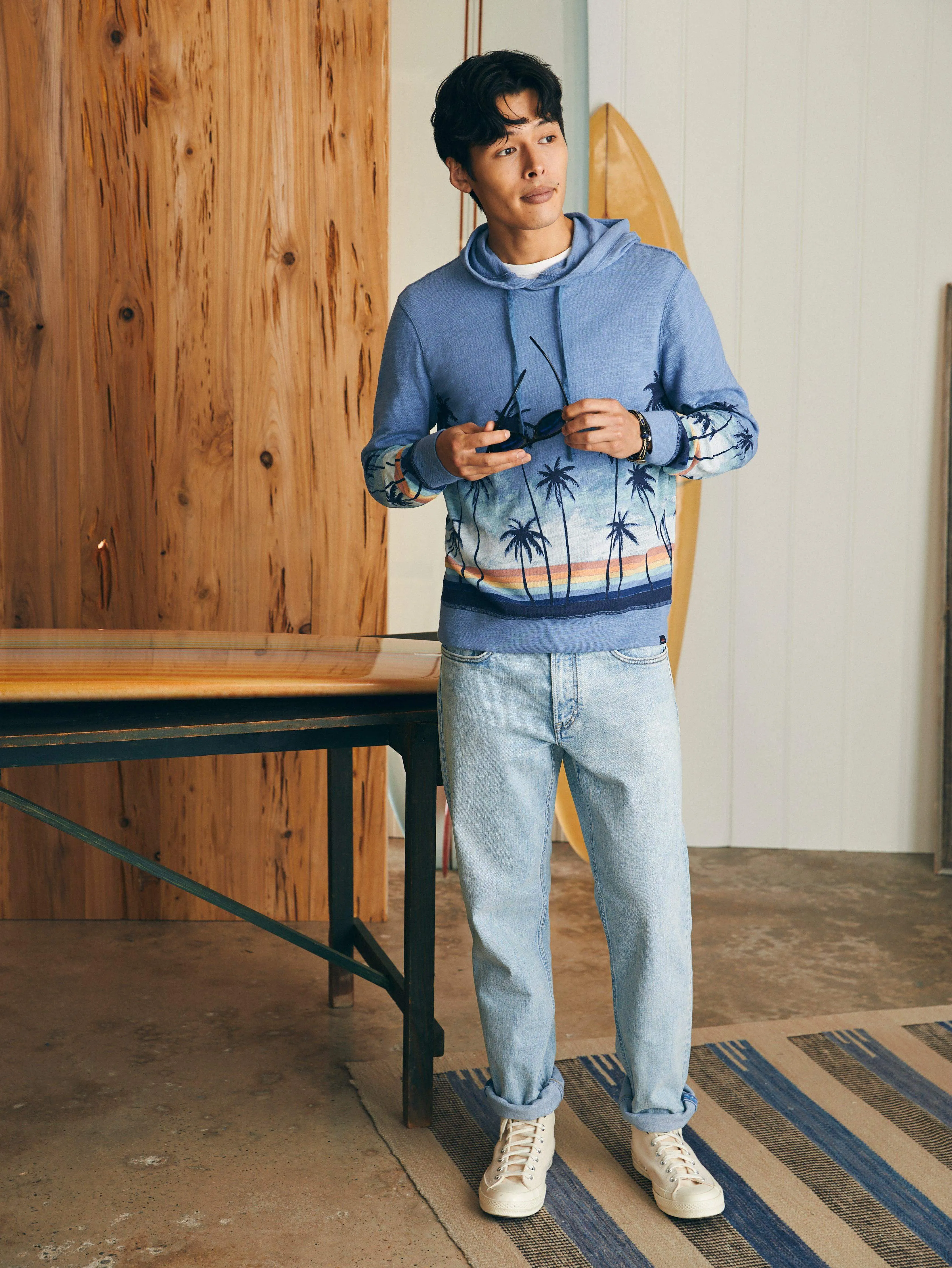 Sunwashed Slub Hoodie (Tall) - Palm Rainbow Ombre sold by Faherty product image thumbnail 5