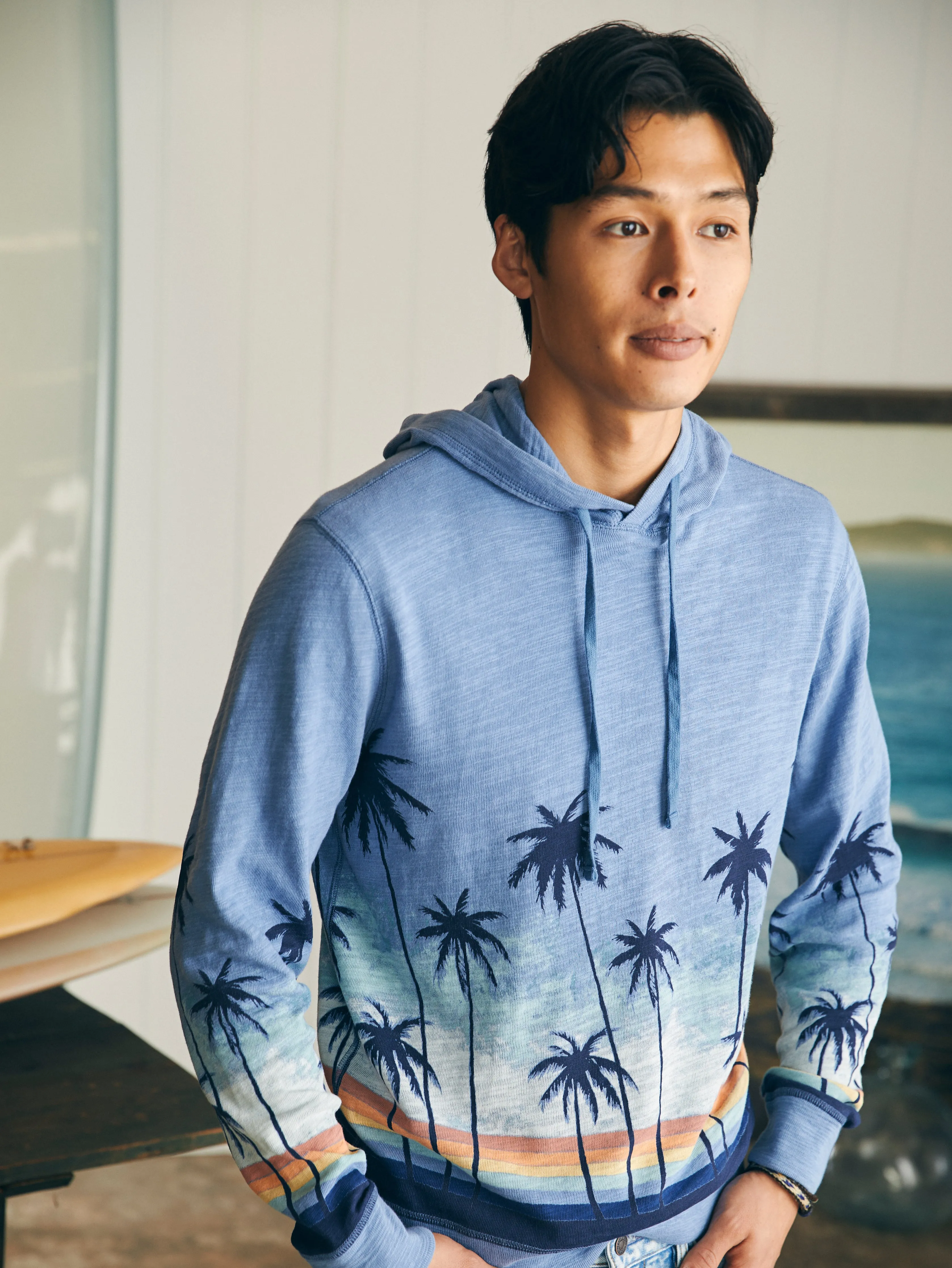 Sunwashed Slub Hoodie (Tall) - Palm Rainbow Ombre sold by Faherty