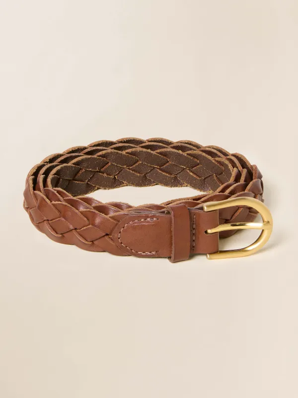 Women's Braided Belt - Saddle Brown sold by Faherty