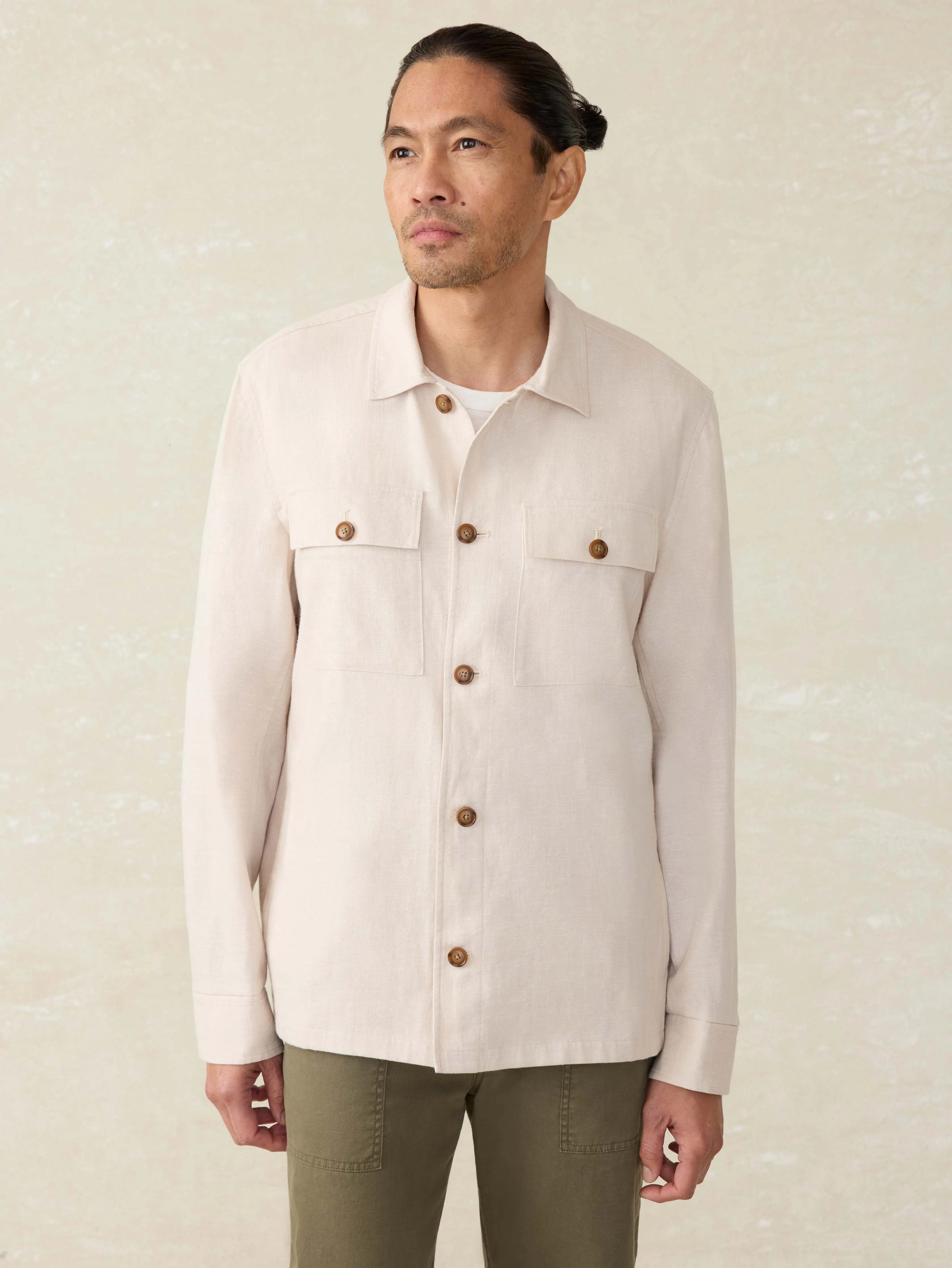 Movement™ Linen Shirt Jacket - Dorset Sand sold by Faherty