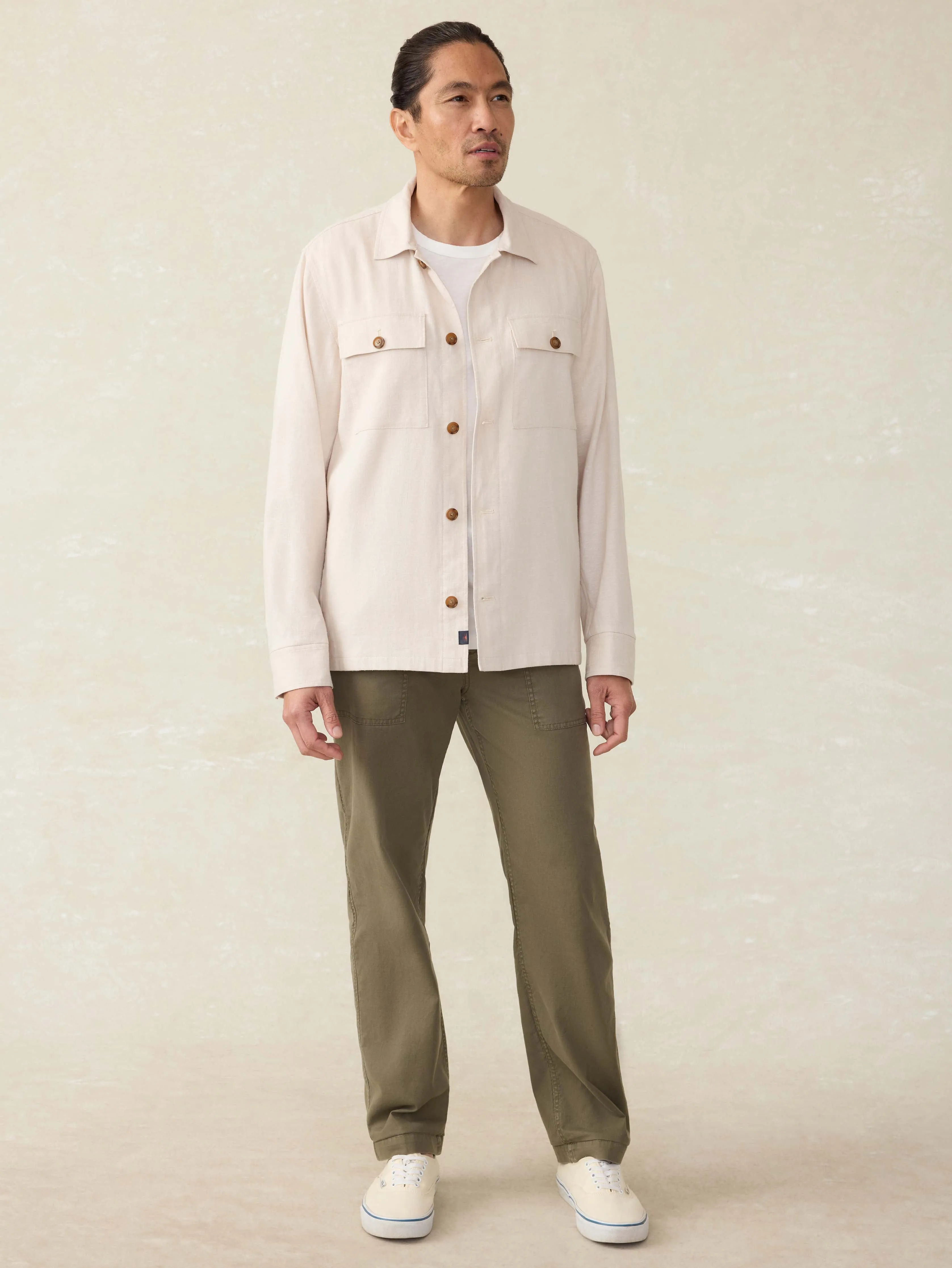 Movement™ Linen Shirt Jacket - Dorset Sand sold by Faherty product image thumbnail 5