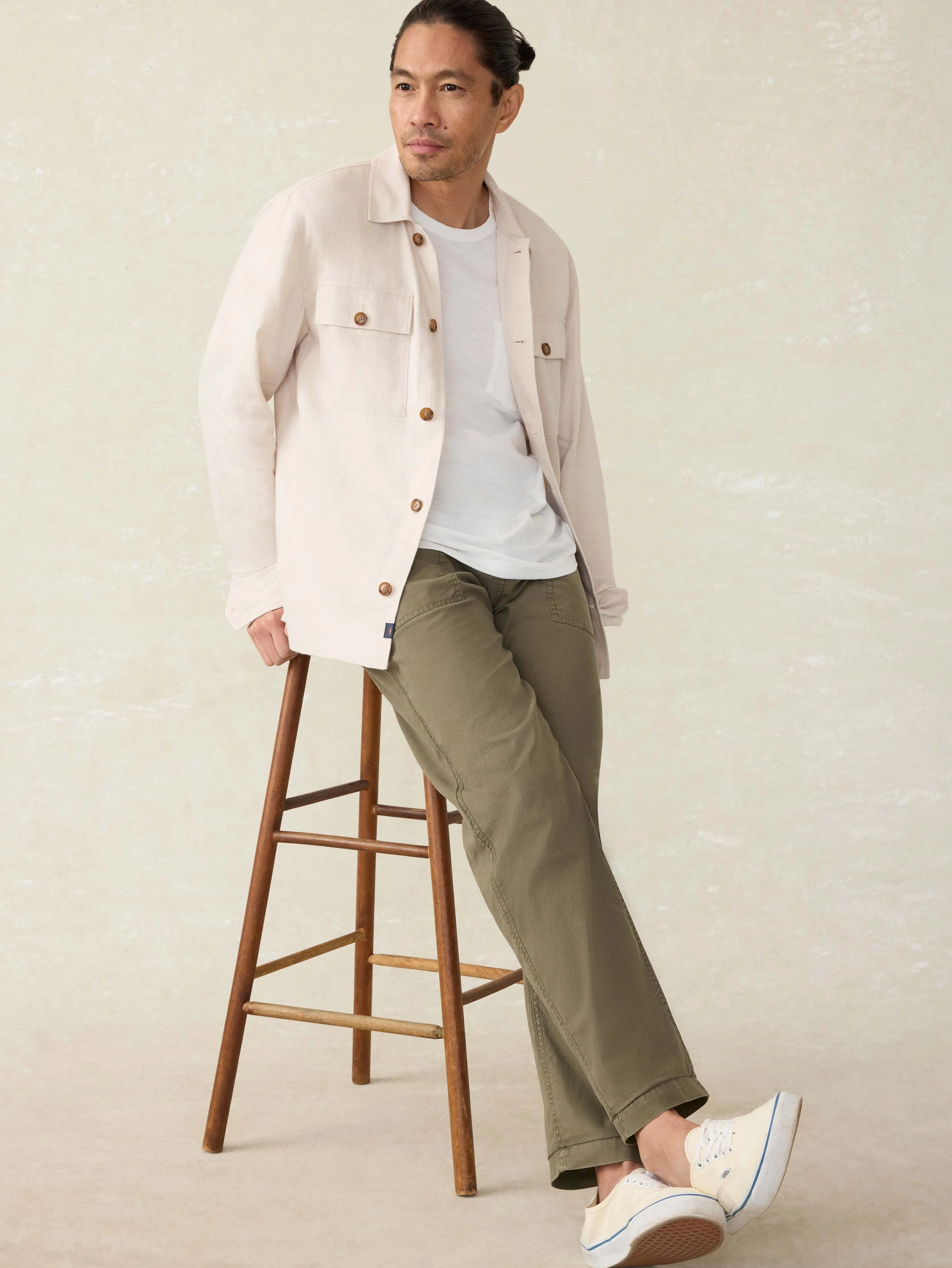Movement™ Linen Shirt Jacket - Dorset Sand sold by Faherty product image thumbnail 4