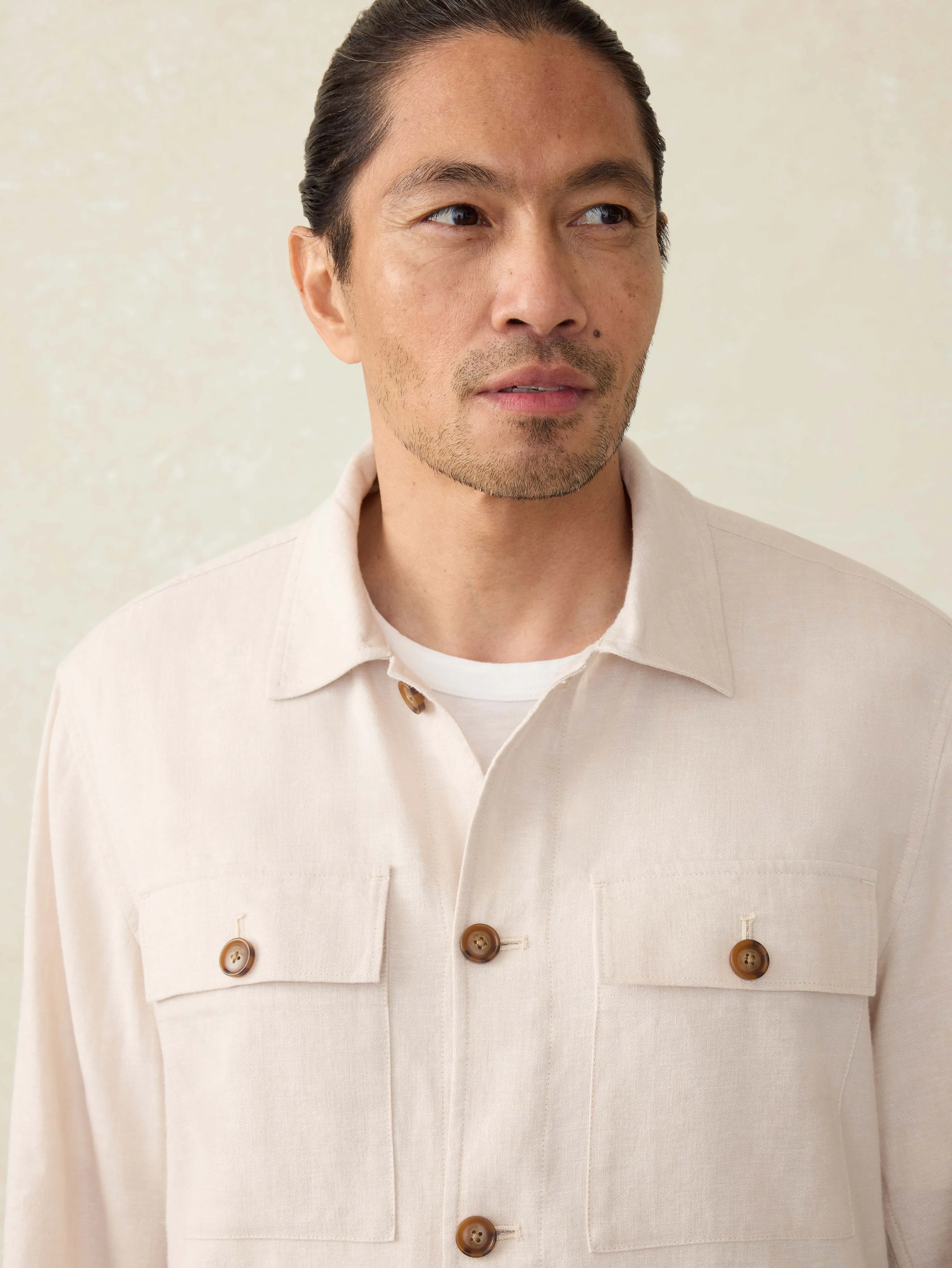 Movement™ Linen Shirt Jacket - Dorset Sand sold by Faherty product image thumbnail 2