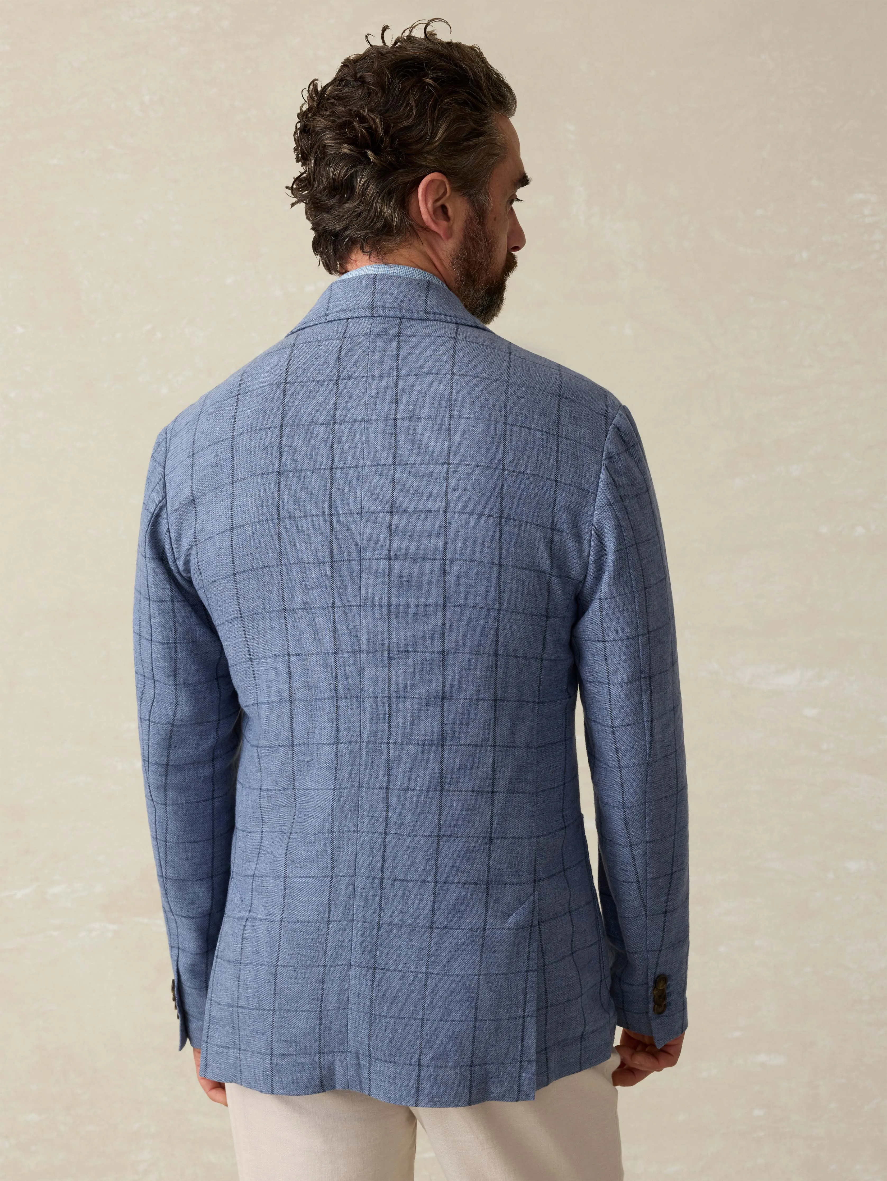 Movement™ Linen Blazer - Storm Cape Windowpane sold by Faherty product image thumbnail 4