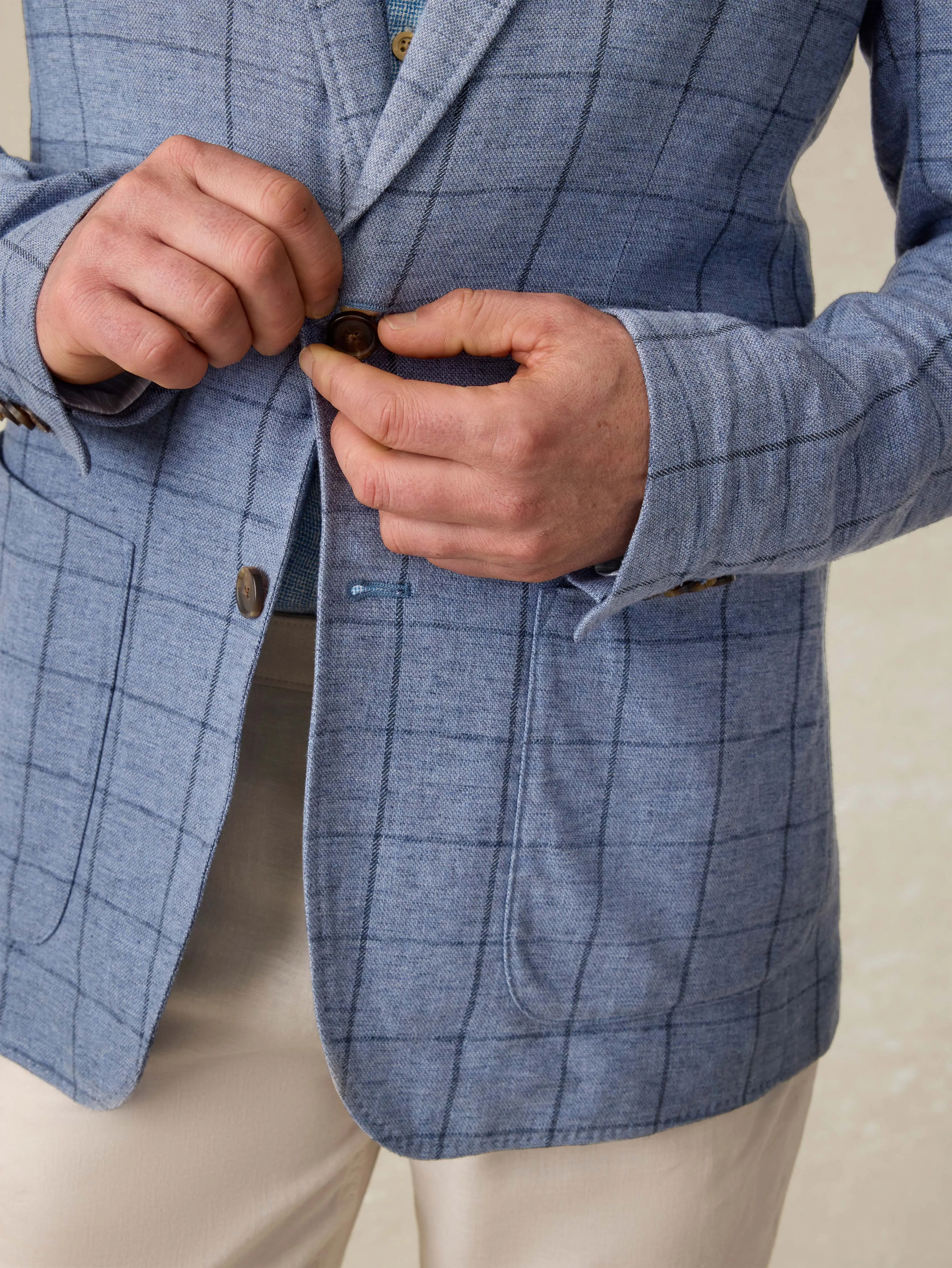 Movement™ Linen Blazer - Storm Cape Windowpane sold by Faherty product image thumbnail 2